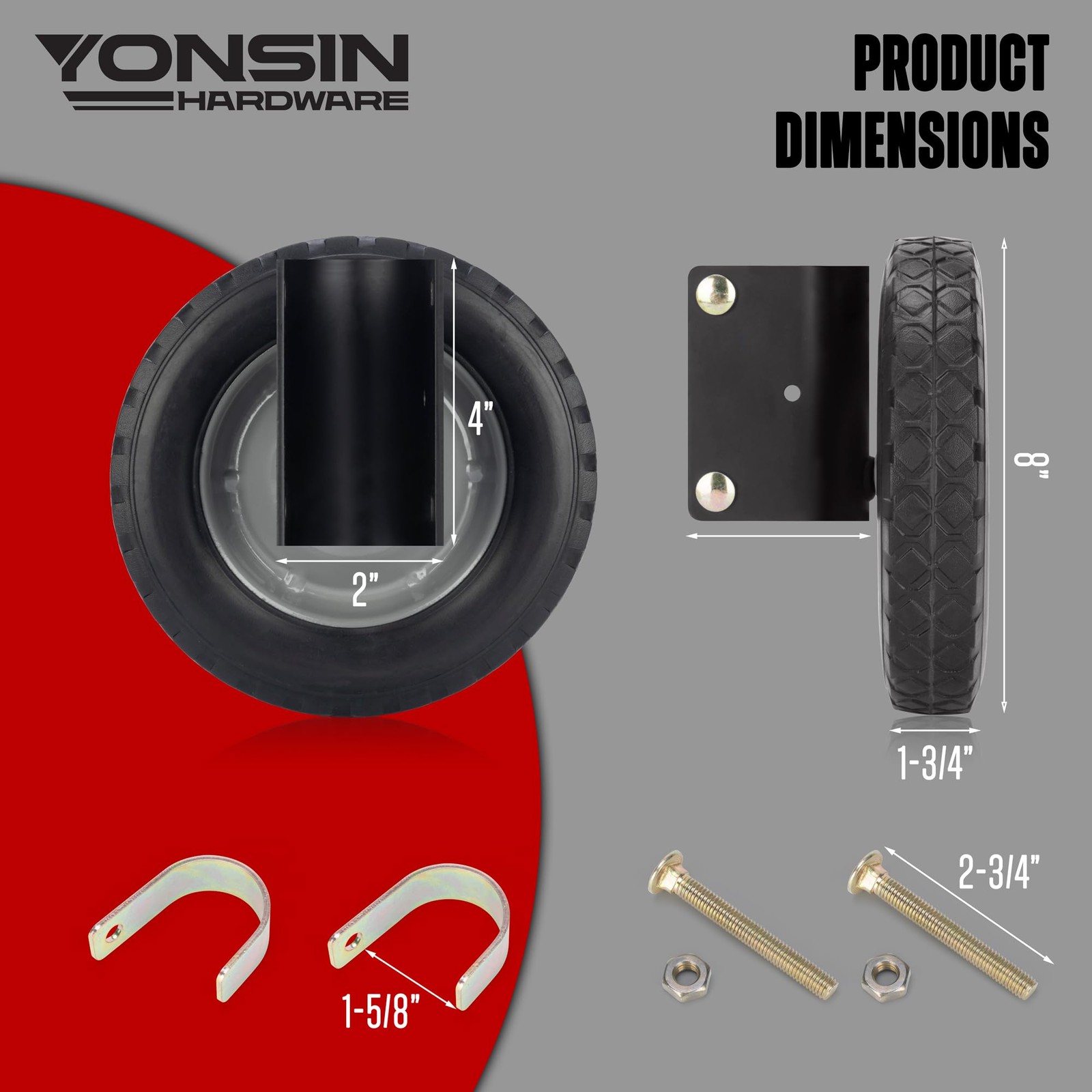 YONSIN 8″ Heavy Duty Gate Wheel Caster For Metal Tube Gate, Gate Helper Suppo…
