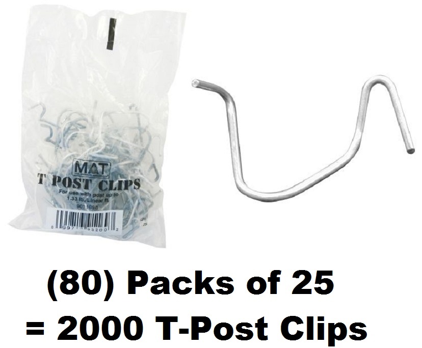 MAT 901169B 25 Packs T-Post Fence Post Clip Fasteners – 80 Pack