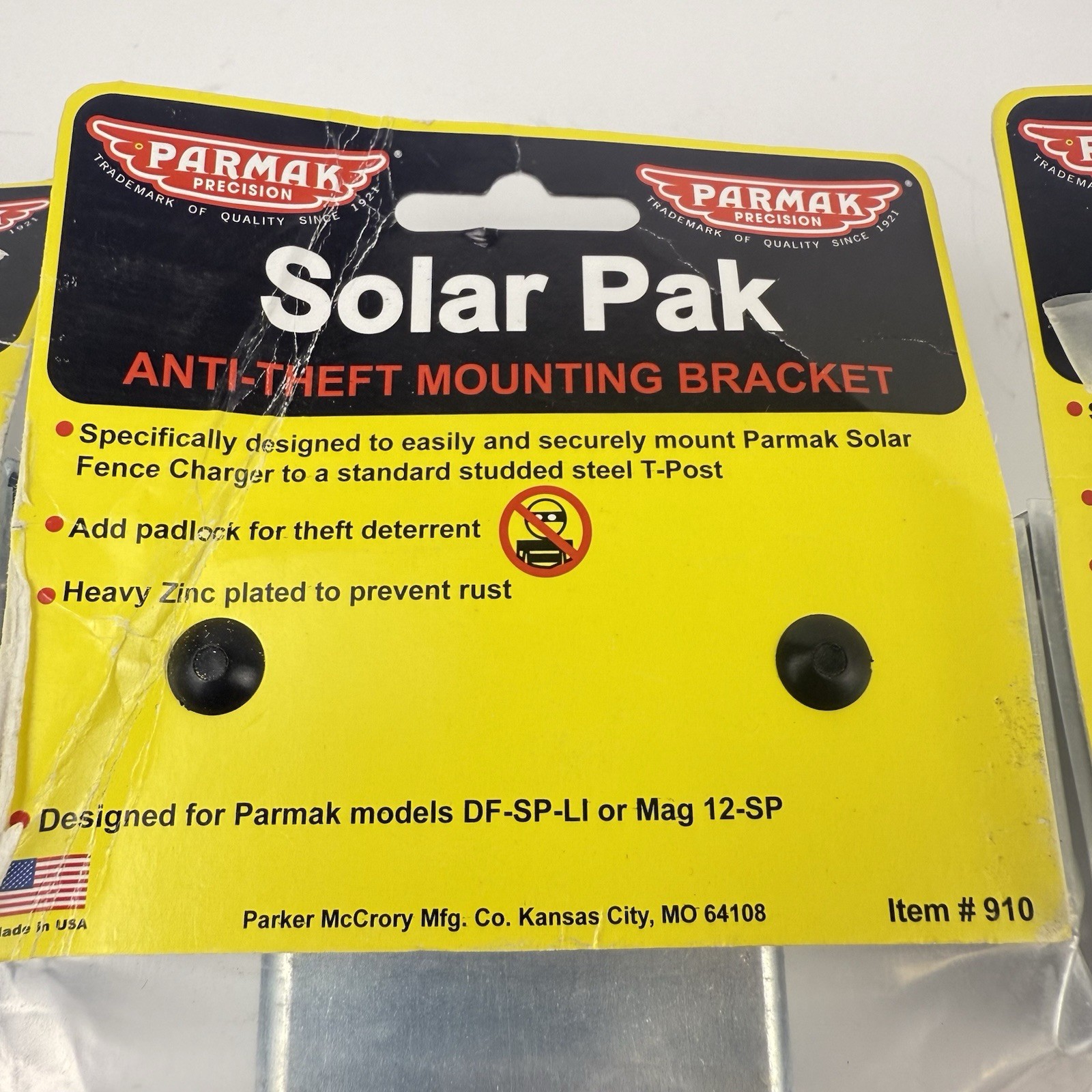 Parmak Solar-Pak Mounting Bracket Silver (Pack of 3) Anti Theft Solar Fence Post