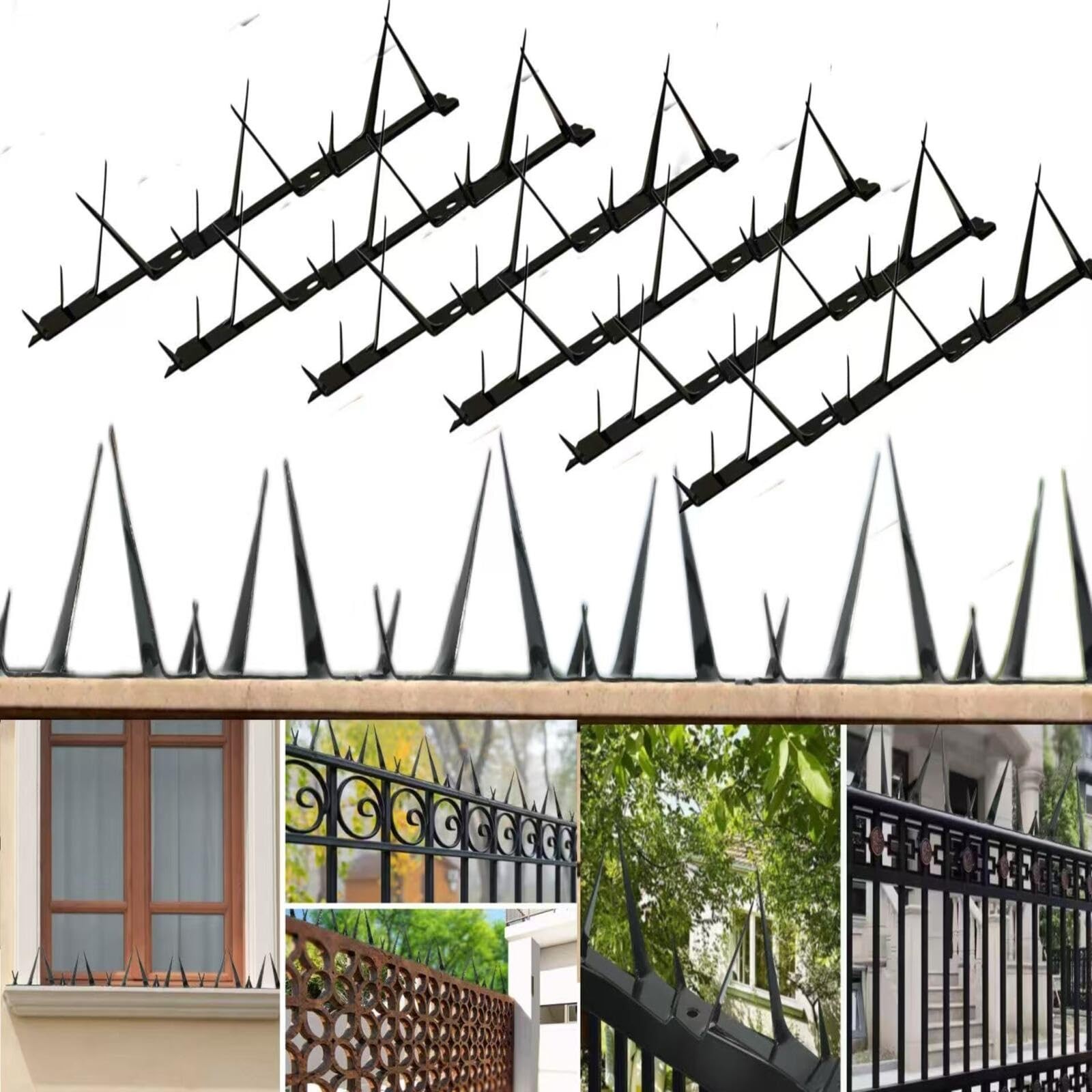 6 Pack Anti Climb Metal Spikes, Black Galvanized Steel Fence Wall Topper, Wea…