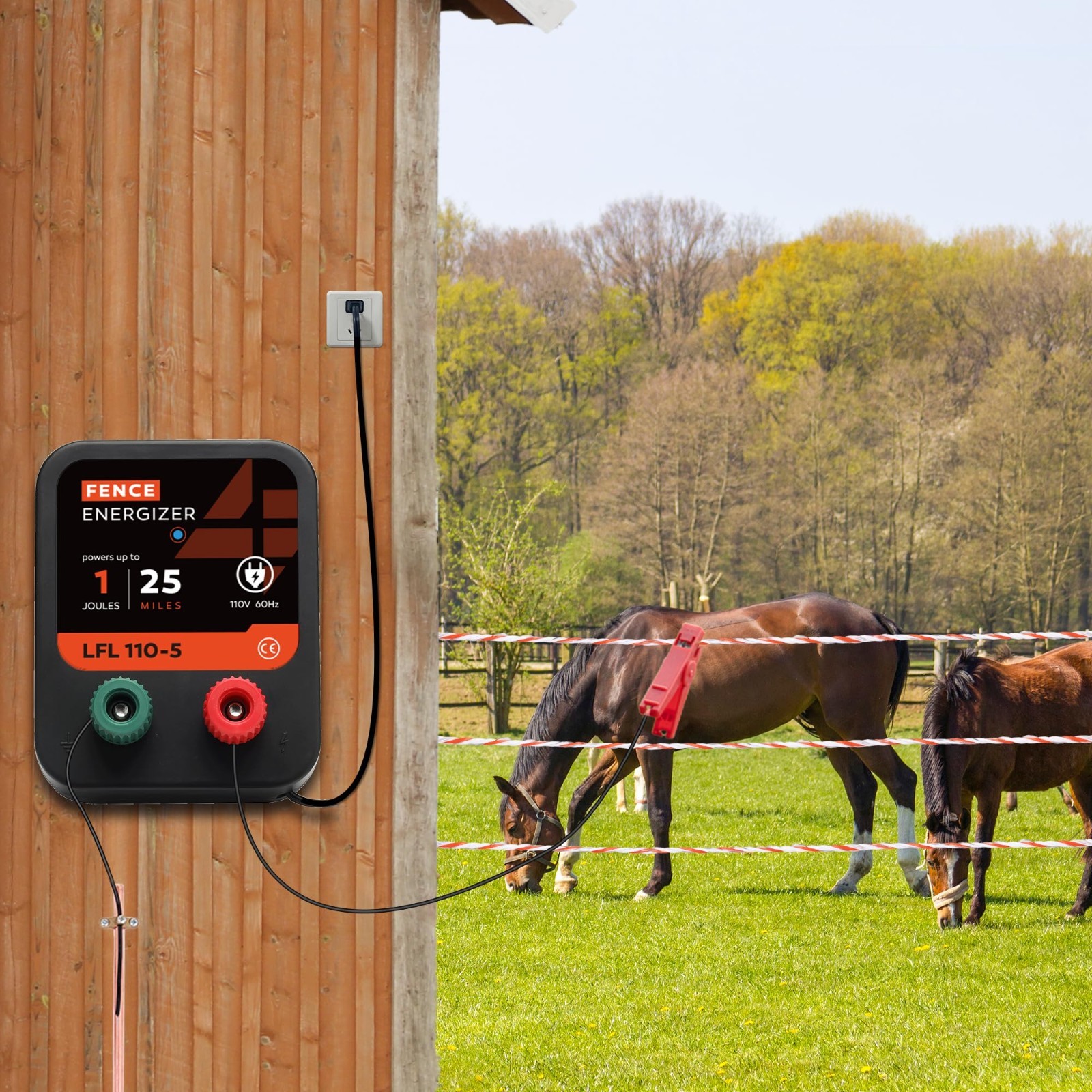 1 Joule Electric Fence Charger – 10kV Output, 25 Mile Range, Ideal for Pets & Ga