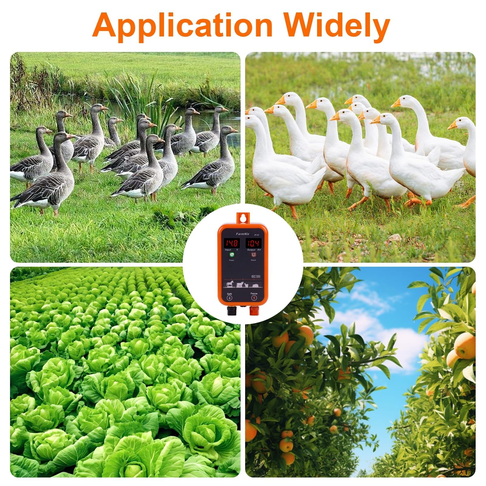 10KV Electric Fence Charger with LED Indicator, 5 Miles Range, Waterproof Kit fo
