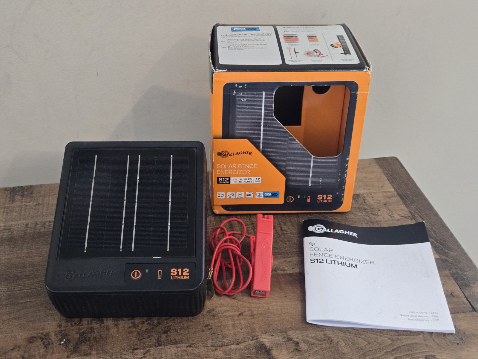 Gallagher G349414 S12 Lithium Solar Fence Energizer Electric