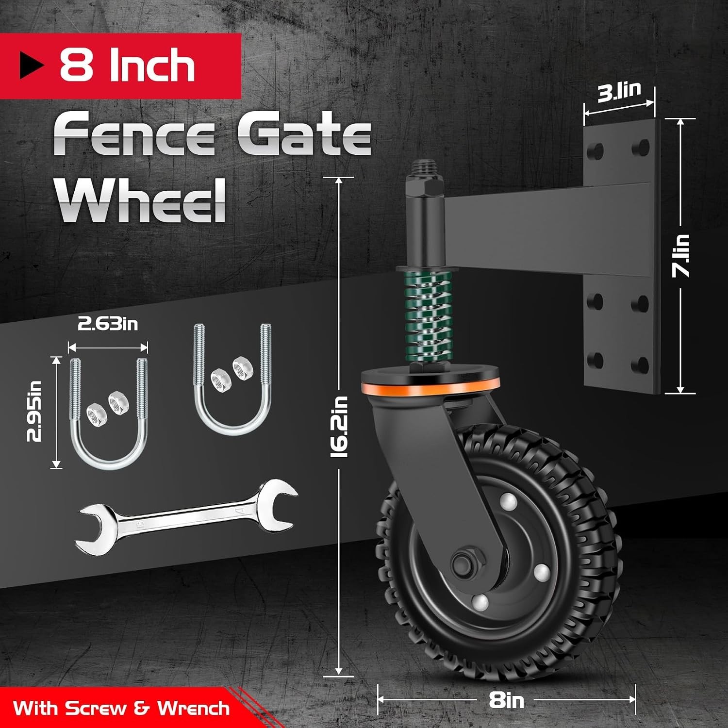 Metal Tube Gate Wheel – 360 Rotation Spring Loaded Caster