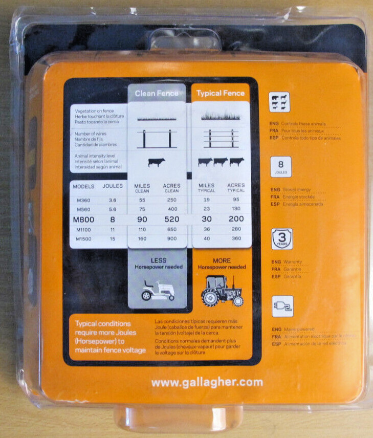Gallagher G323524 M800 Electric Fence Energizer Black OPEN BOX