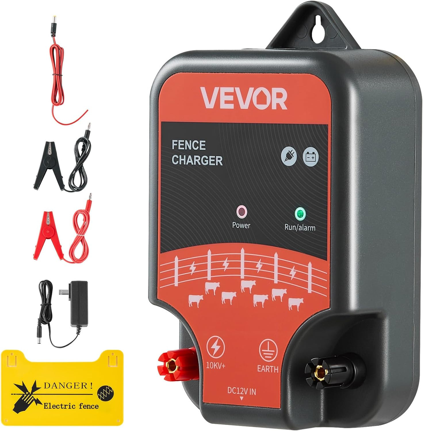 Electric Fence Charger, 10Kv 2J, AC DC Electric Fence Energizer with LED Indicat