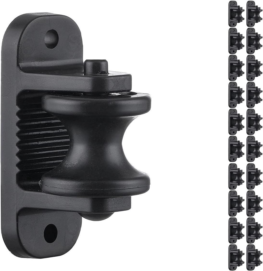 20 Pack Electric Fence Wood Post Roller Insulators, Corner Insulators Black (20)