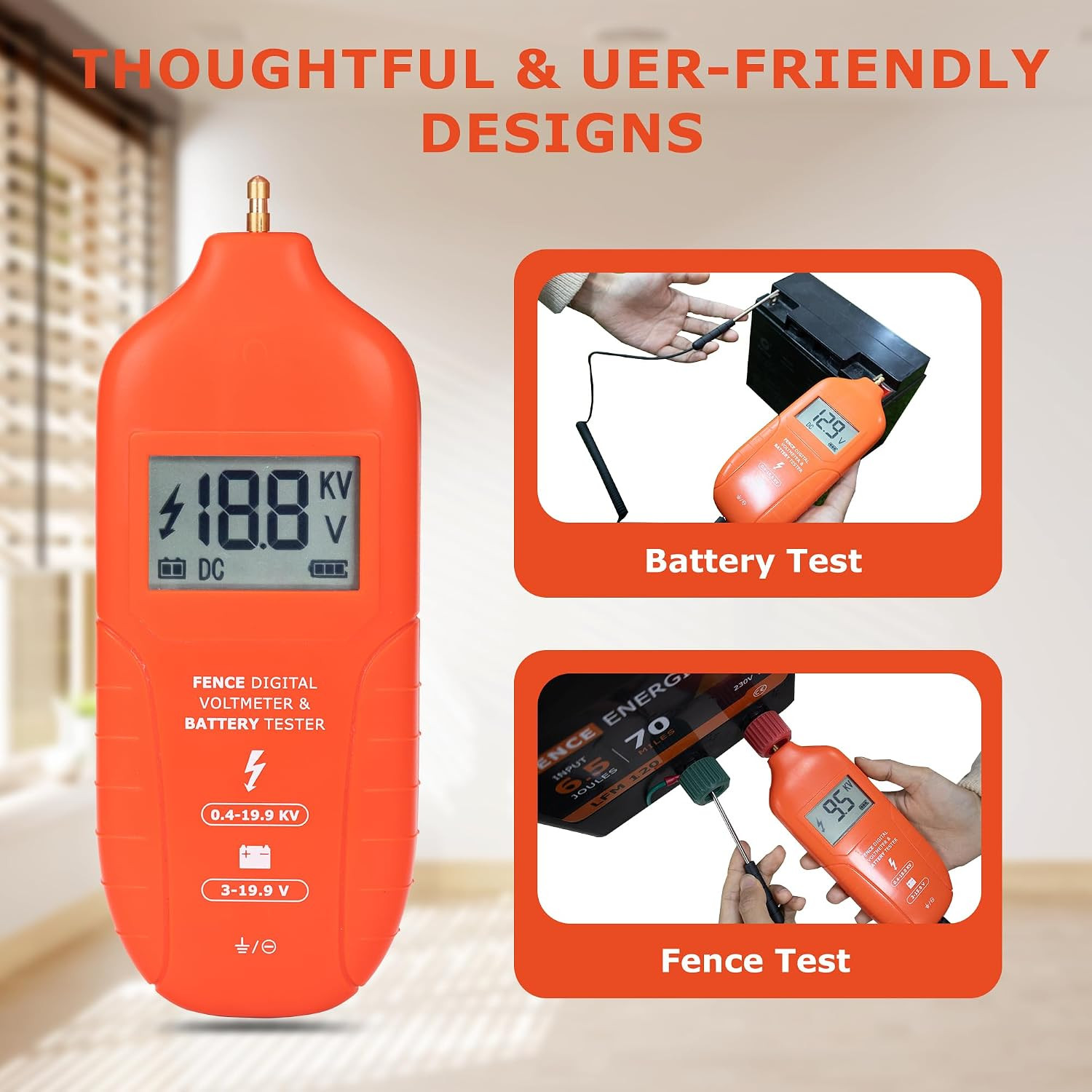Electric Fence Tester Fault Finder Digital Electric Fence Voltage Tester Max 19.