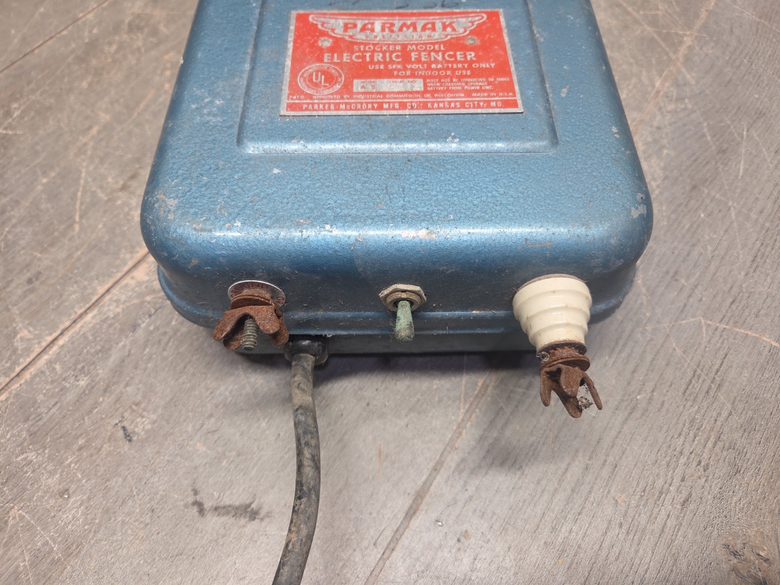 Vintage Parmak Electric Fencer Unit Model A-S Parker McCrory 6V Untested No Plug