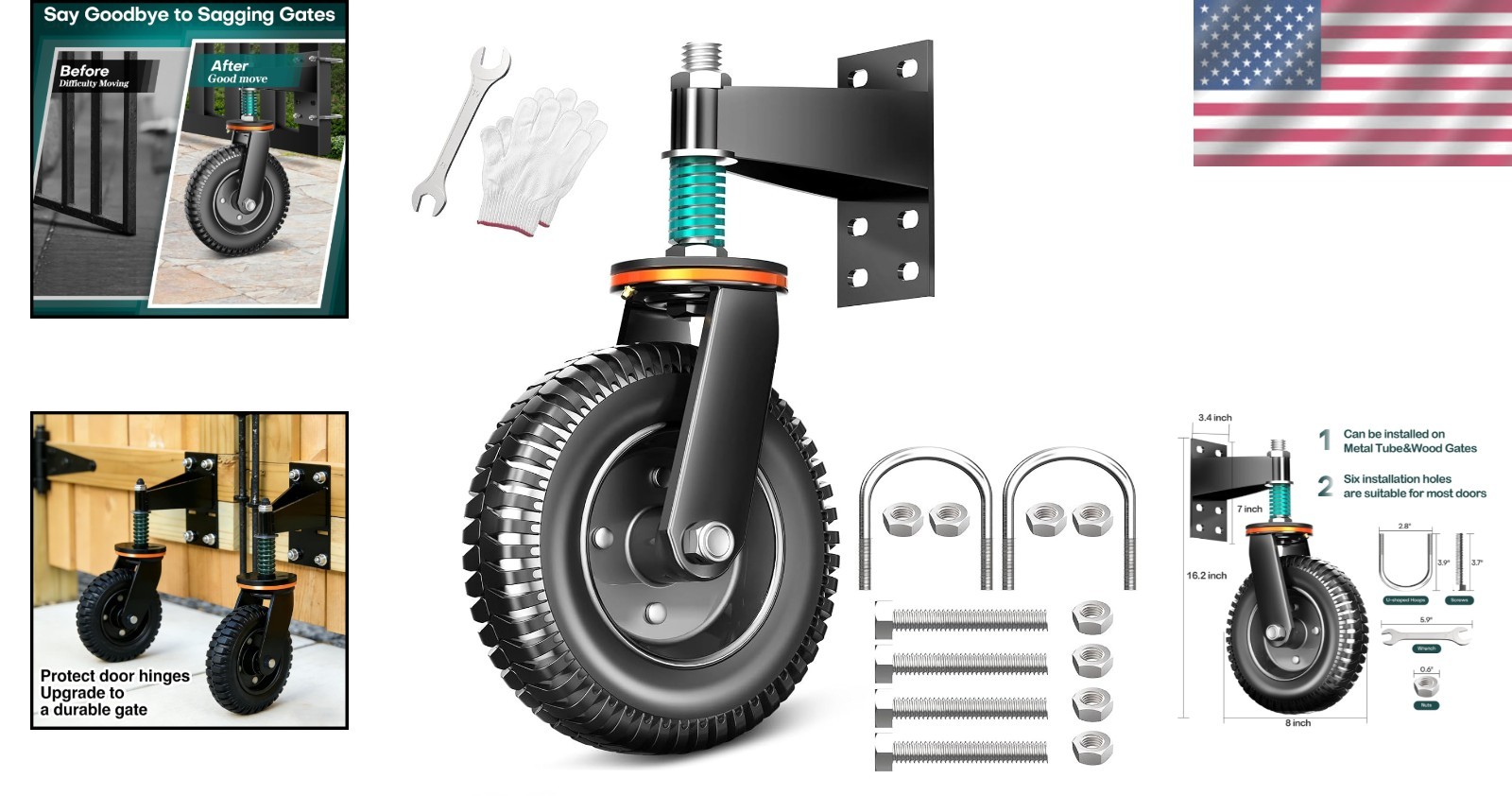 Easy Install Gate Wheel – Fits Metal & Wood Gates