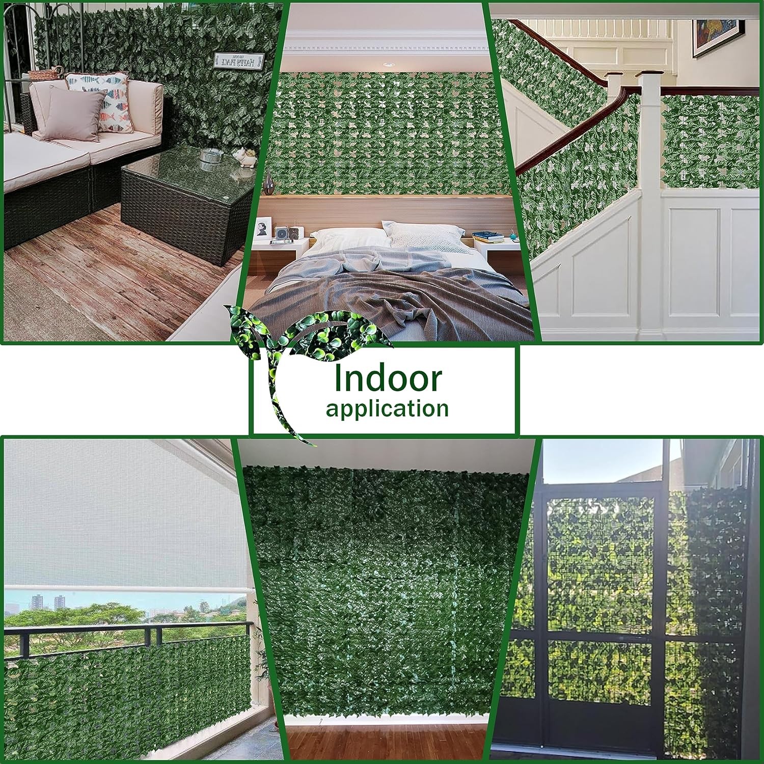 Artificial Ivy Privacy Fence Wall Screen,60X120 in UV-Anti 60*120 IN, Green