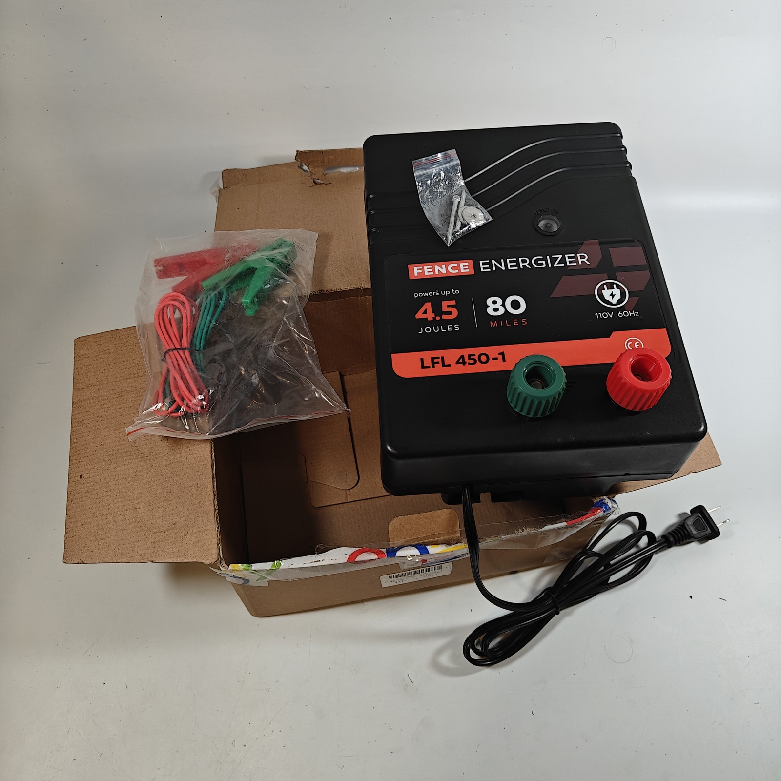Electric Fence Charger AC Powered 80 Mile 250 Acres, 110 Volt, 4.5 Joule, 10KV