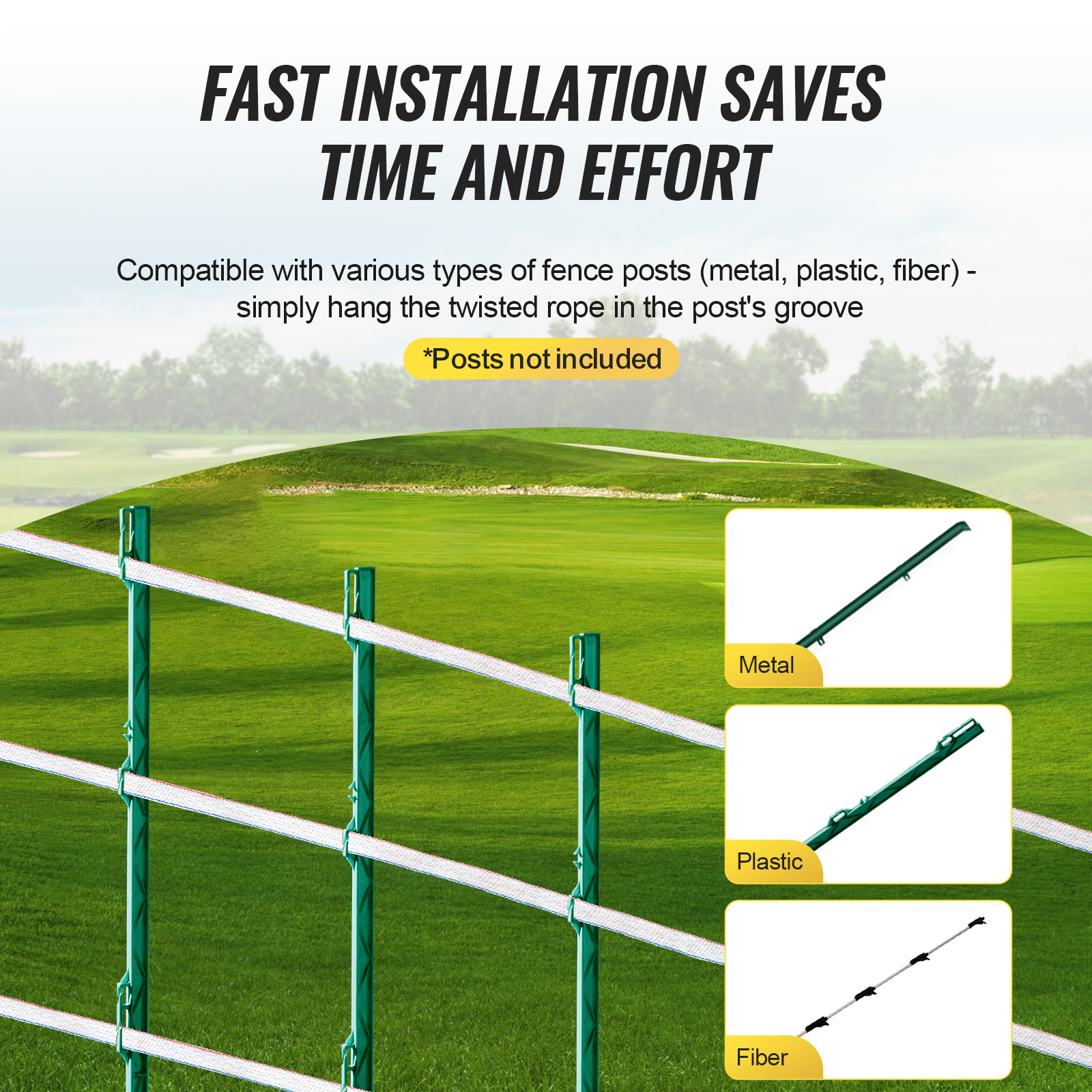 1640Ft 500M Electric Fence Tape Fencing Polytape Horse Cattle Livestock