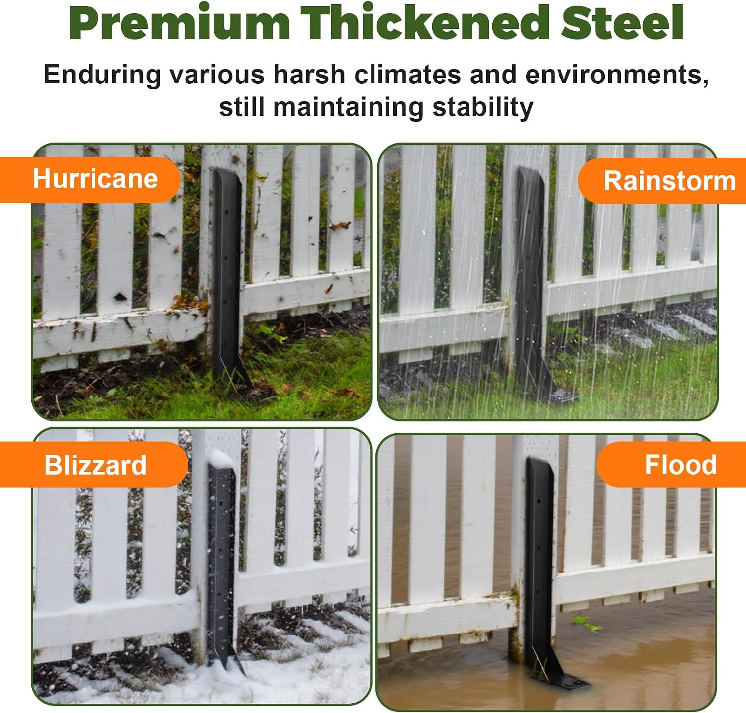 Fence Post Repair Kit, Thickened Heavy Duty Fence Post Anchor Stakes for Repair