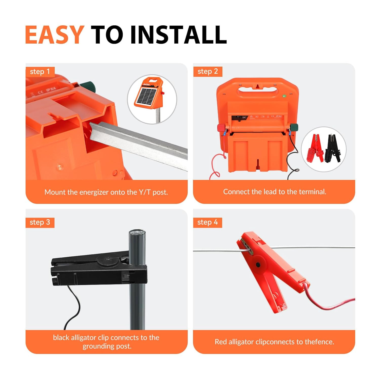 MINI400 30 Miles Solar Electric Fence Charger, 0.4 Joule Solar Electric Fence fo