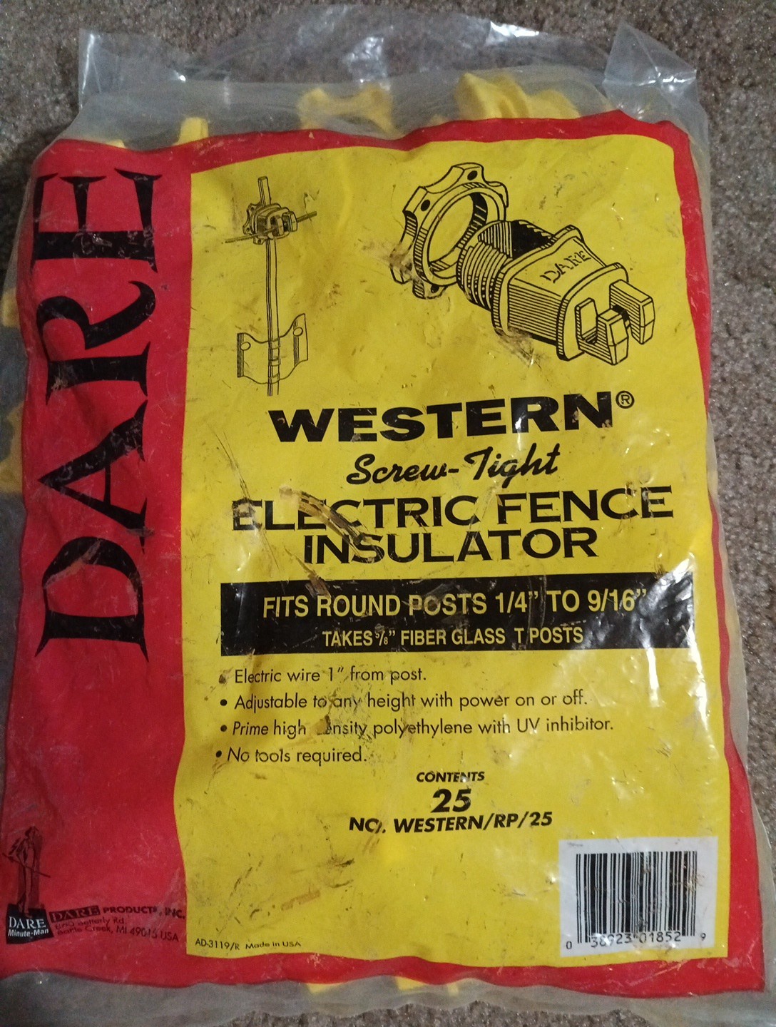 Dare – Western Electric Fence Insulators – For Fiberglass or Steel Posts – 25pk.