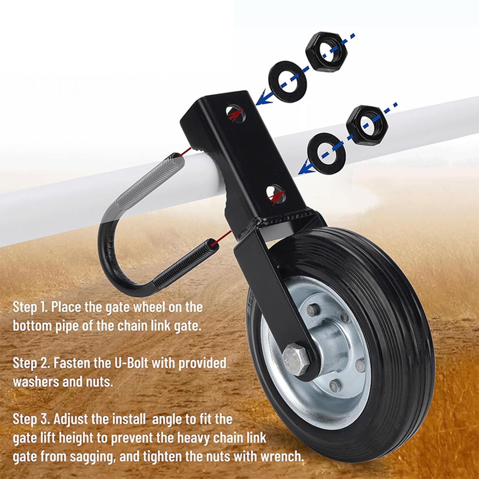 Fence Gate Caster Wheel 6″ Easy to Install 500 lb Capacity Universal Mount