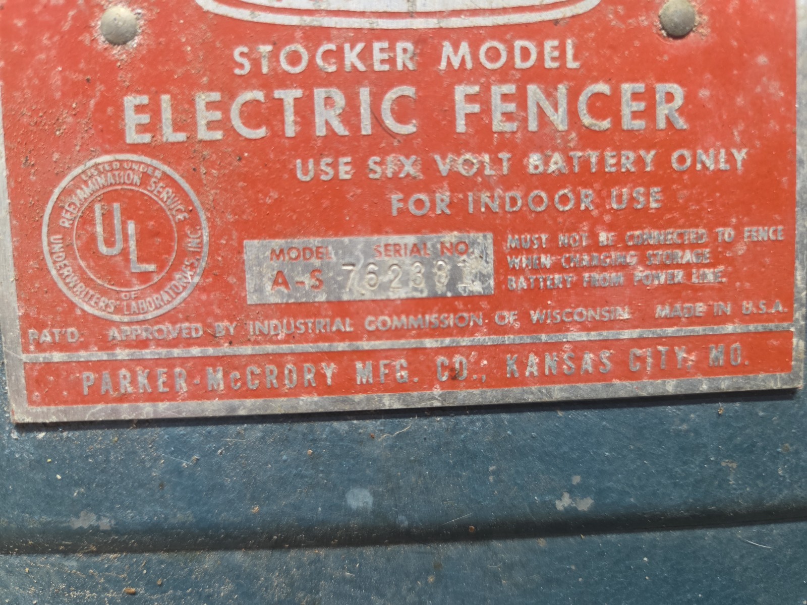 Vintage Parmak Electric Fencer Unit Model A-S Parker McCrory 6V Untested No Plug