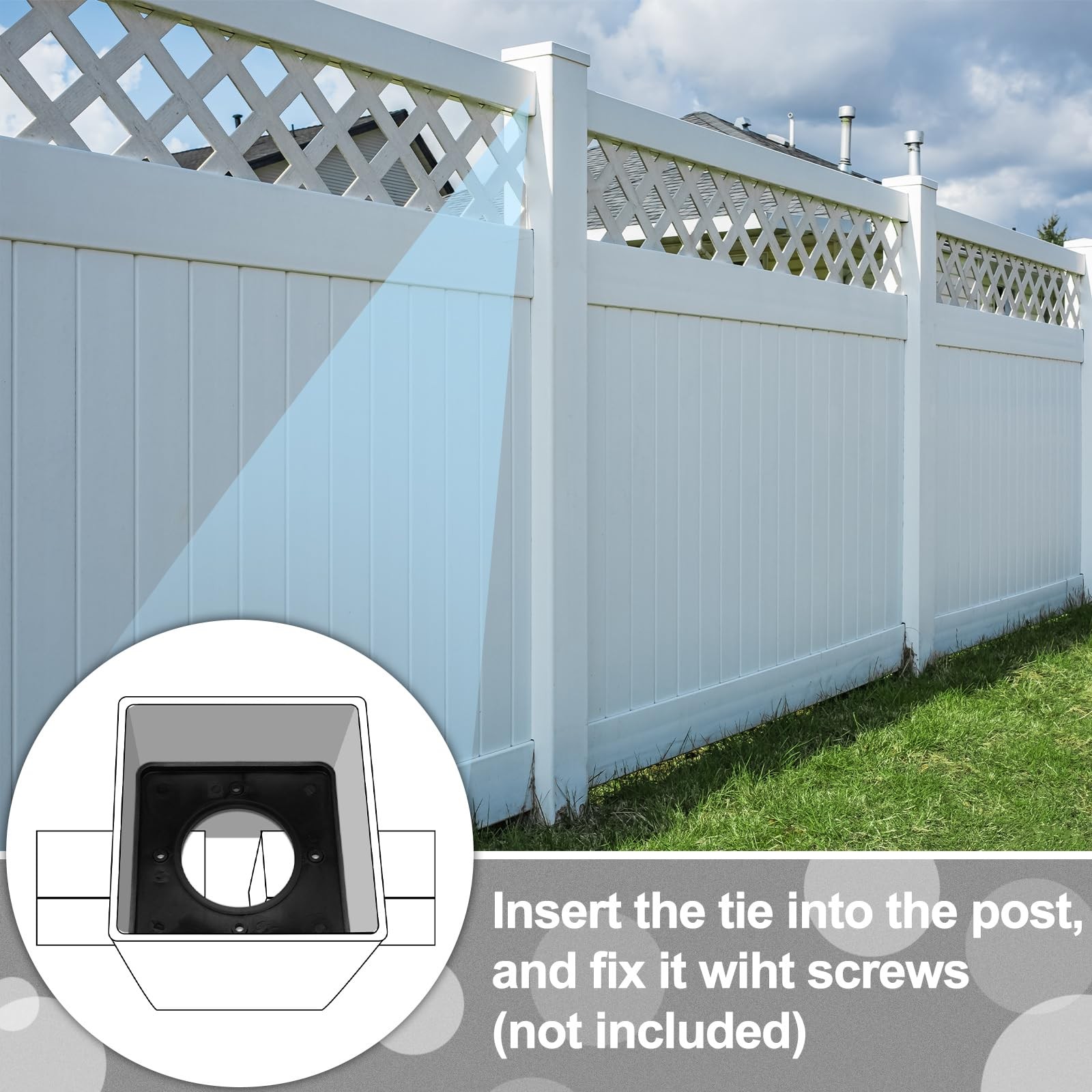 10 Pcs Nylon Top Rail Tie Replacement for 5 x 5 in Sq Vinyl Fence Post Durabl…