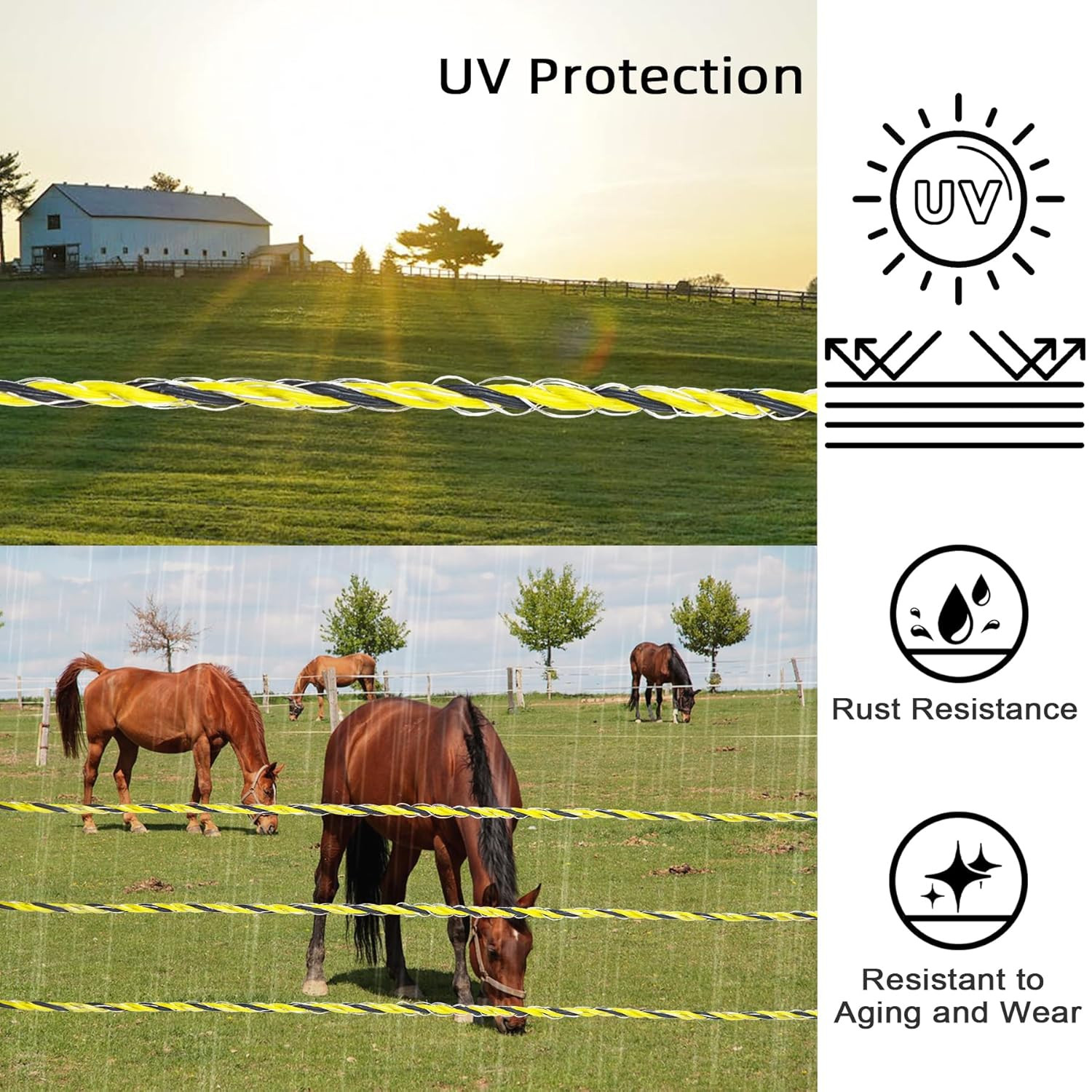 Upgraded Electric Fence Wire 400M (1312Ft), 9 Stainless Steel Strands, 1/8 for L