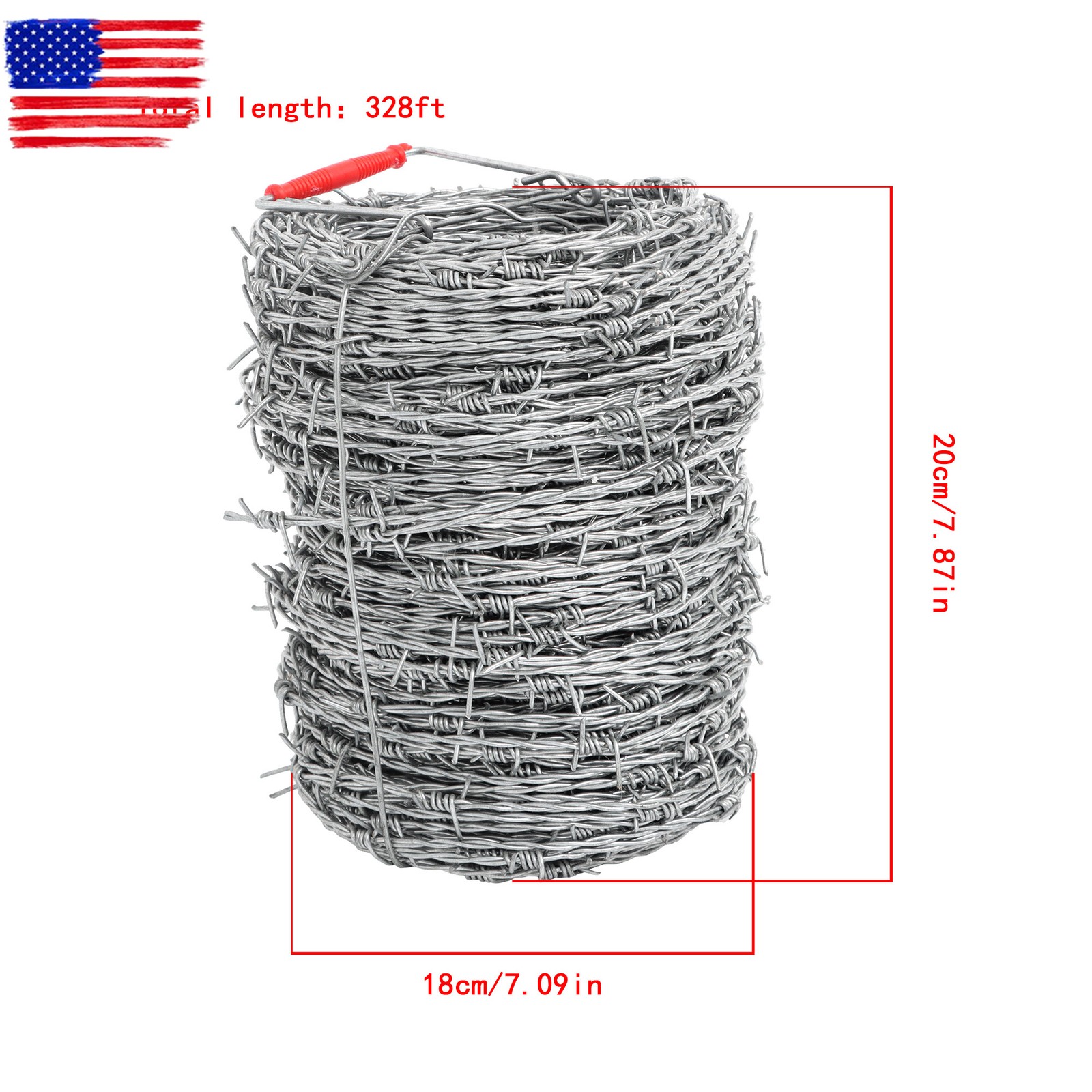 Barbed Wire 328 Ft, 4 Point Barbed Wire Fence, 18 Gauge(1.6mm) Barb Wire Roll