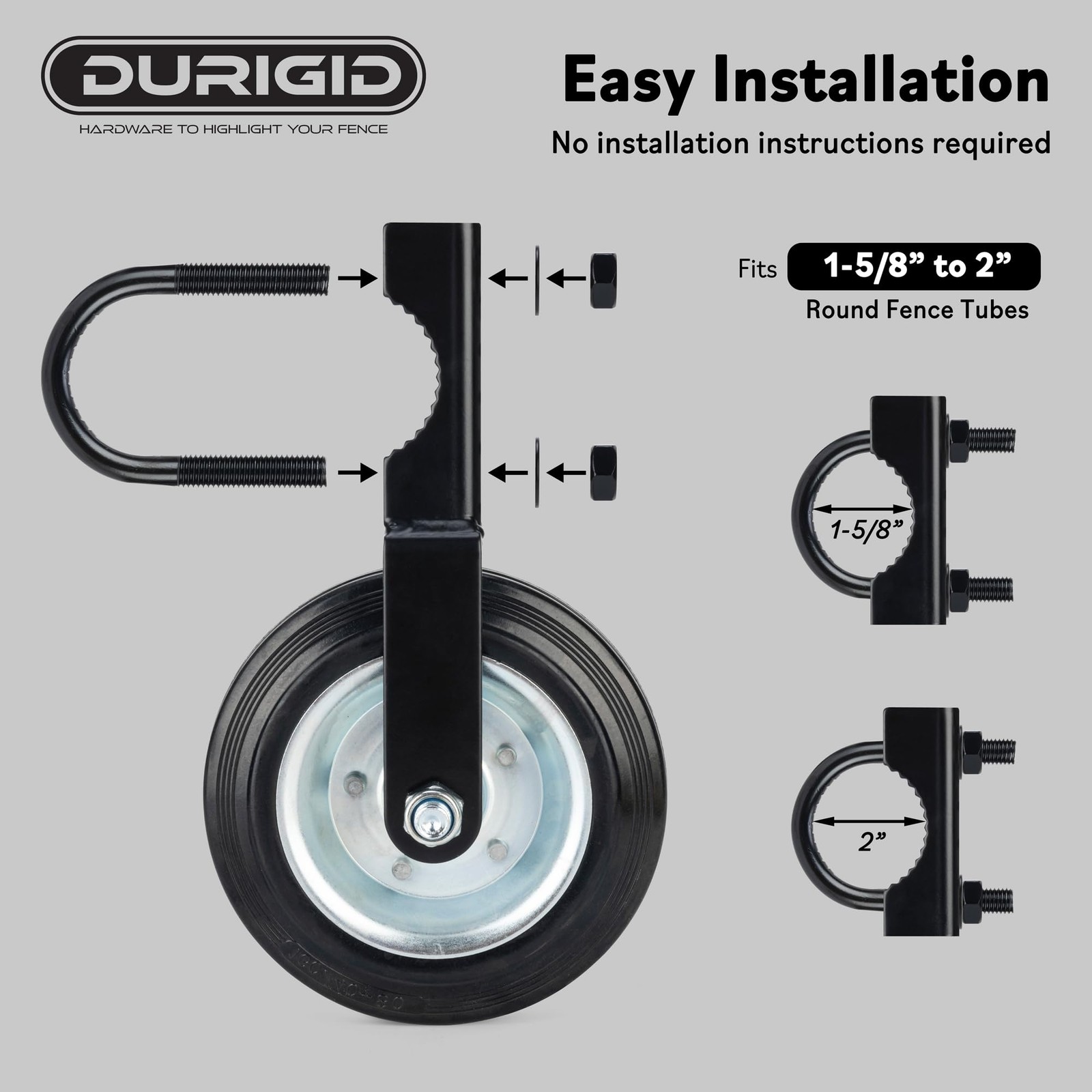 DURIGID 6 Inch Wheel for Gate, Gate Wheels for Metal Tube Gate, Heavy Duty Fa…