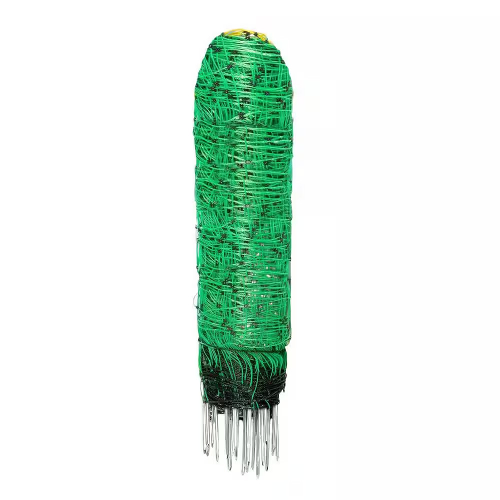 Electric Fence Netting 42.5 X 164 Ft. PE Portable with 14-Double Spiked Posts fo