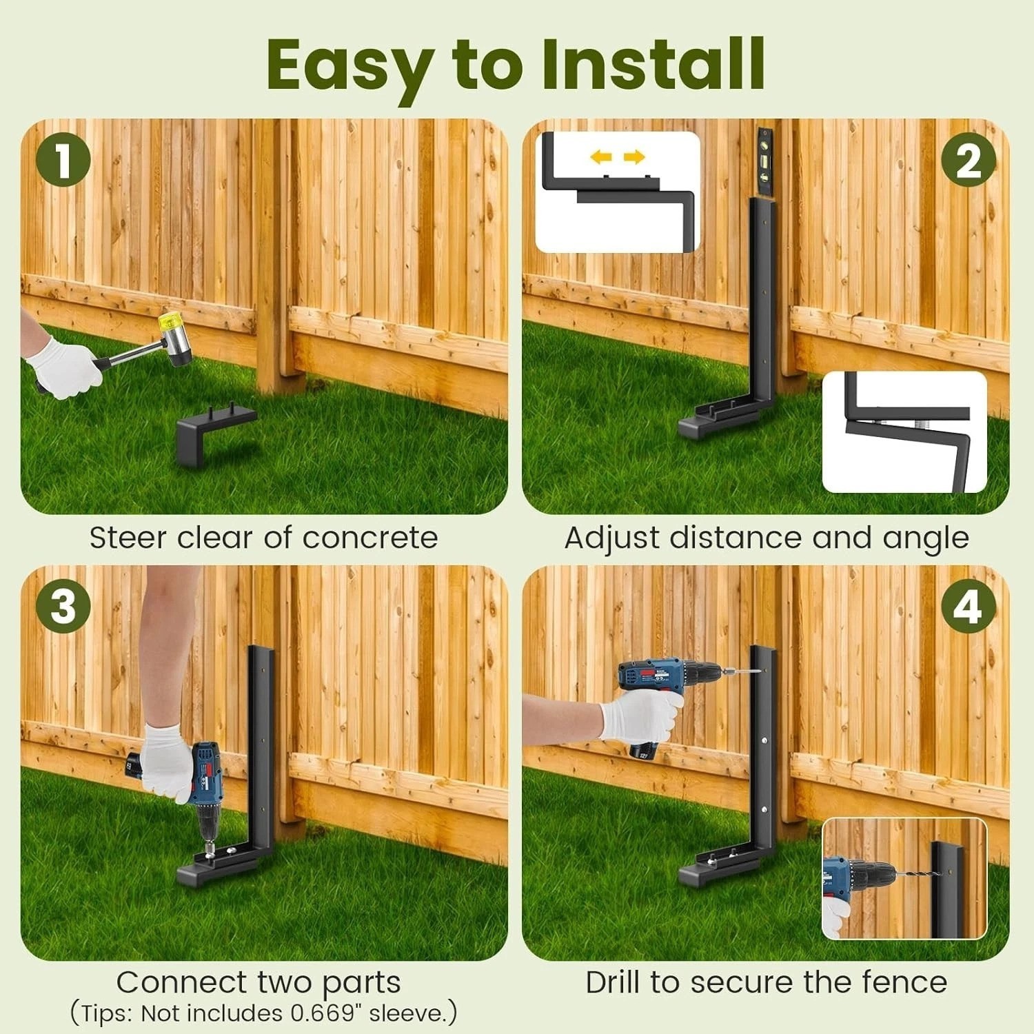 Strong and Stable Fence Repair Kit – 4 Rustproof Steel Stakes for Easy Fixes