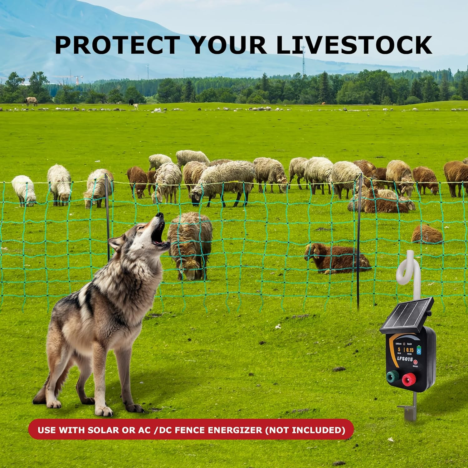 Electric Fence Netting, 164’L X 42.5″ H Electric Fence Kit for Livestock, Goat,