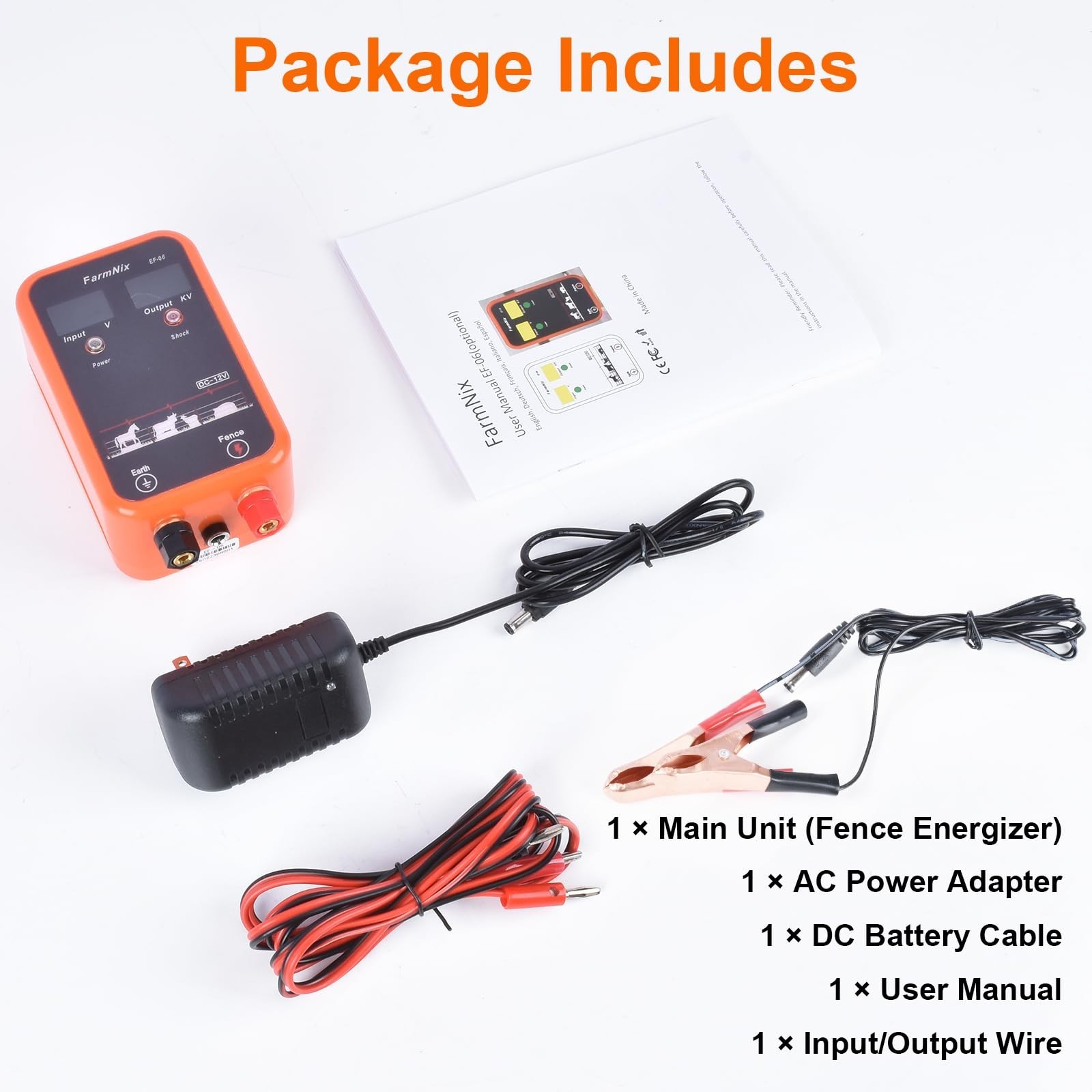 10KV Electric Fence Charger with LED Indicator, 5 Miles Range, Waterproof Kit fo