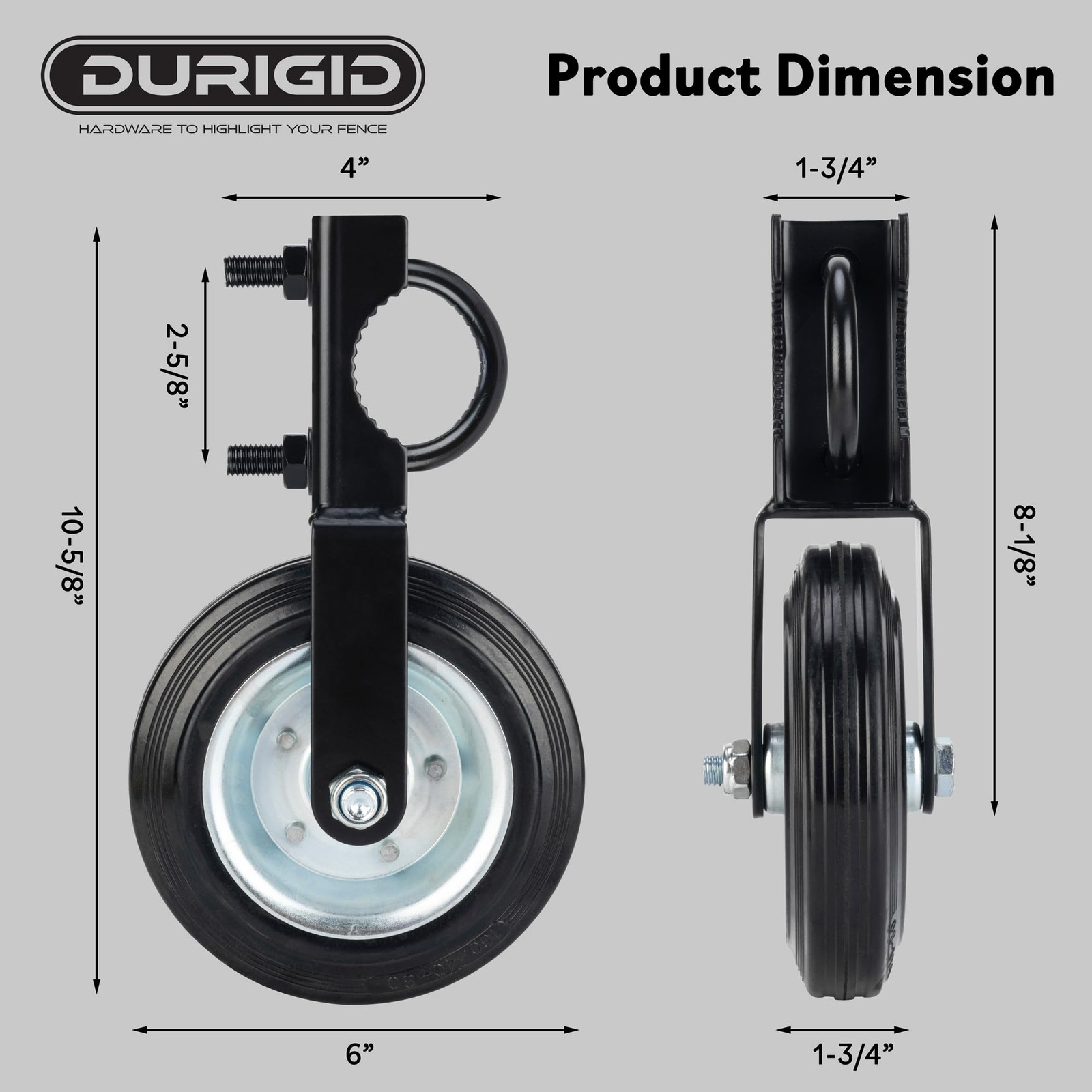 DURIGID 6 Inch Wheel for Gate, Gate Wheels for Metal Tube Gate, Heavy Duty Fa…