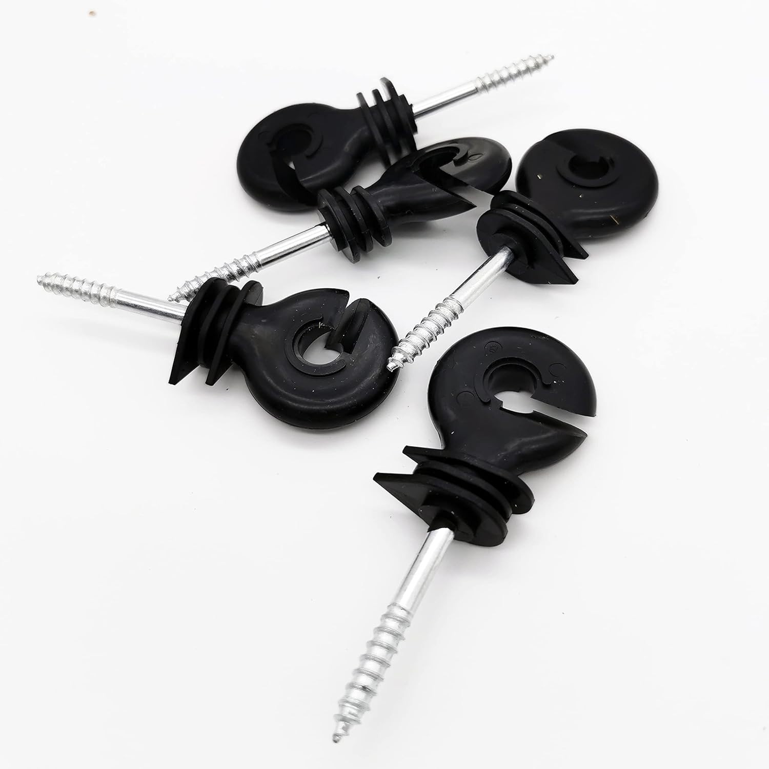 120PCS Electric Fence Screw-In Ring Insulators Wood Post w/ Socket Tool Black