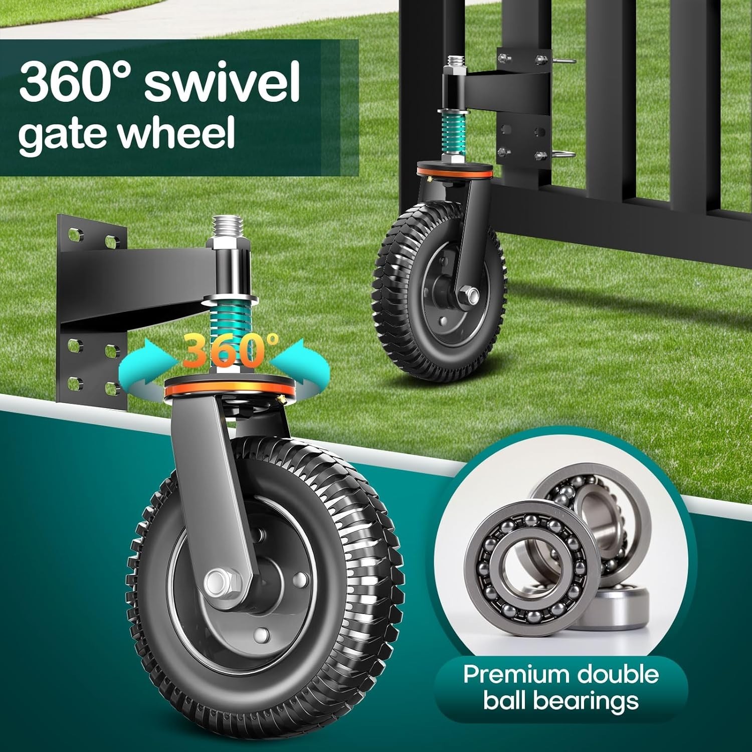 Easy Install Gate Wheel – Fits Metal & Wood Gates