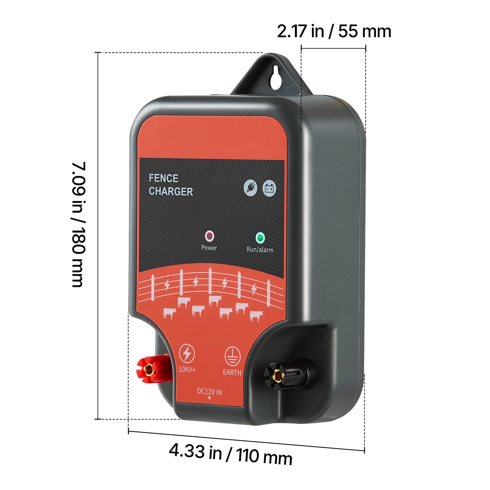 Electric Fence Charger 10kV 2J AC DC Electric Fence Energizer 1.86 Miles Range
