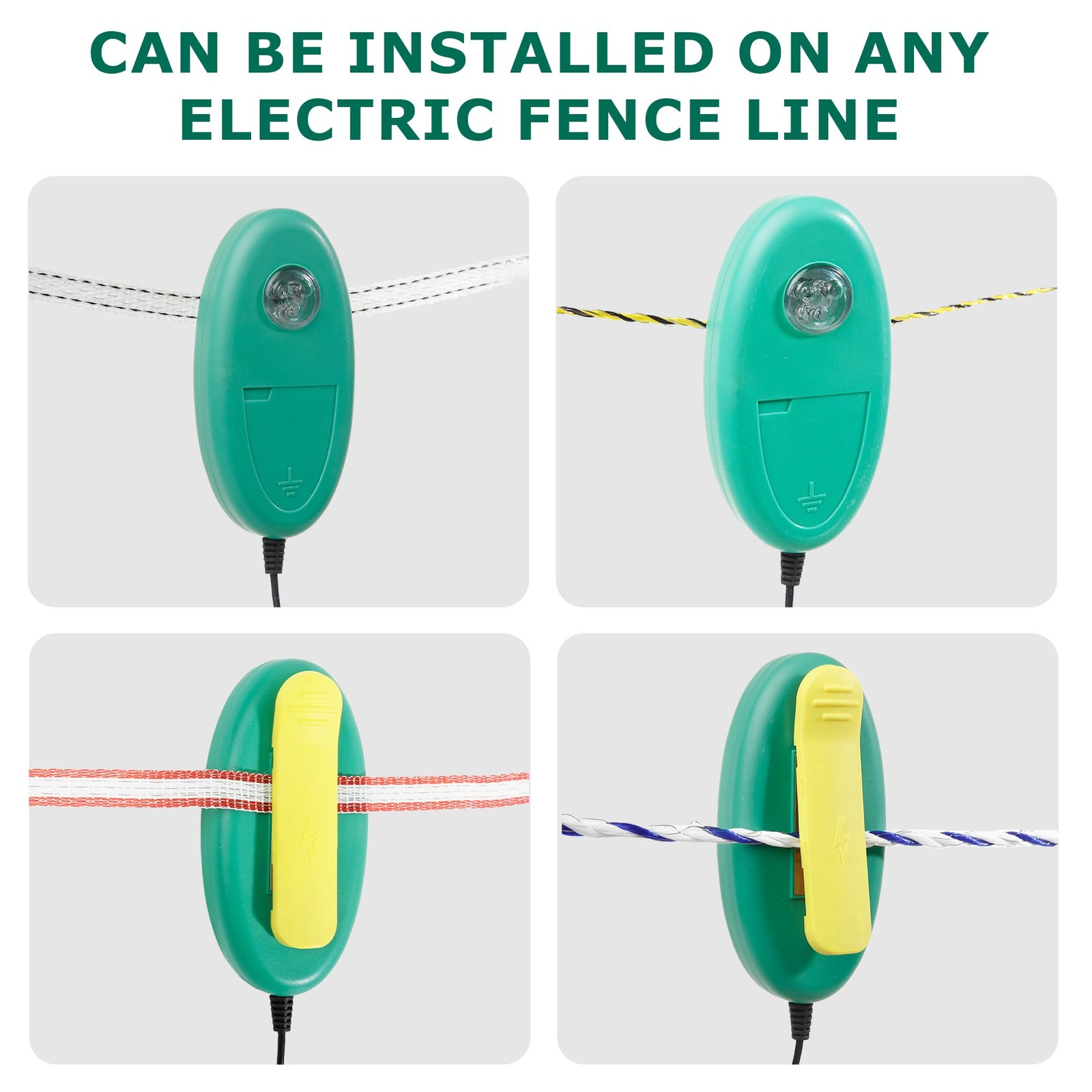 Electric Fence Tester with LED Lights Clip On Pulse Indicator for Wire or Tape
