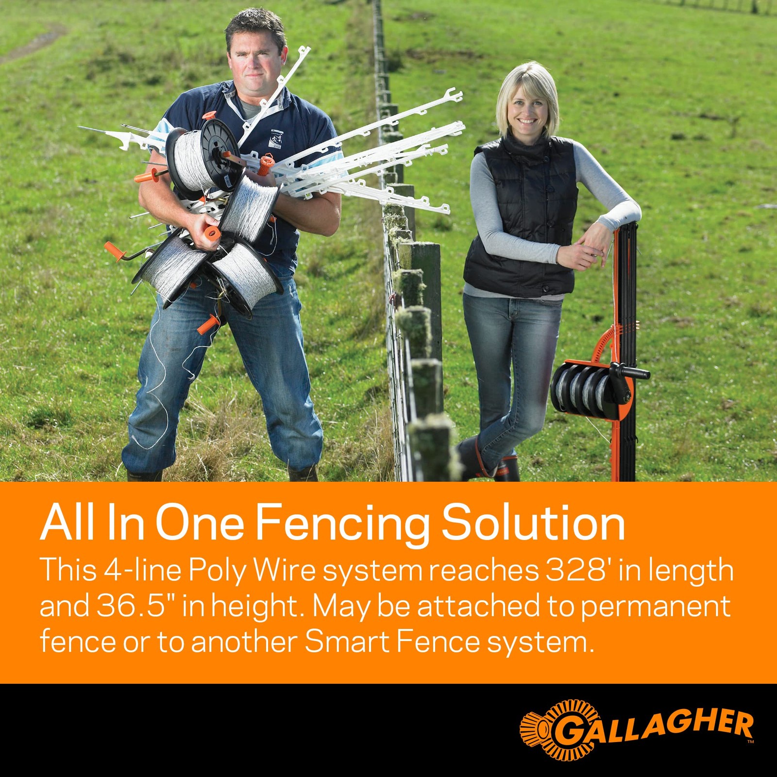 Gallagher Smart Fence 2 | Portable Electric for Livestock Black