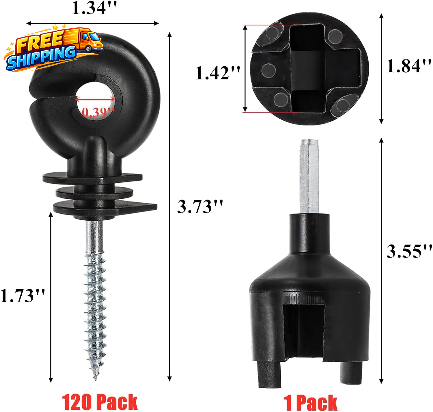 120 Pack Electric Fence Insulator Fence Ring Post Insulator Screw-In Insulator