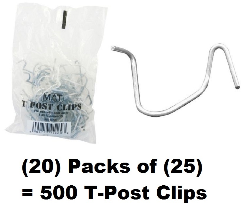 MAT 901169B 25 Packs T-Post Fence Post Clip Fasteners – 20 Pack