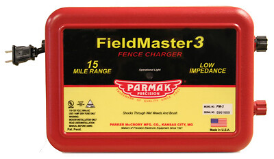 Parmak FM3 Fieldmaster 3 Electric Fence Charger, 15-Mile, Low Impedance, Plug-In