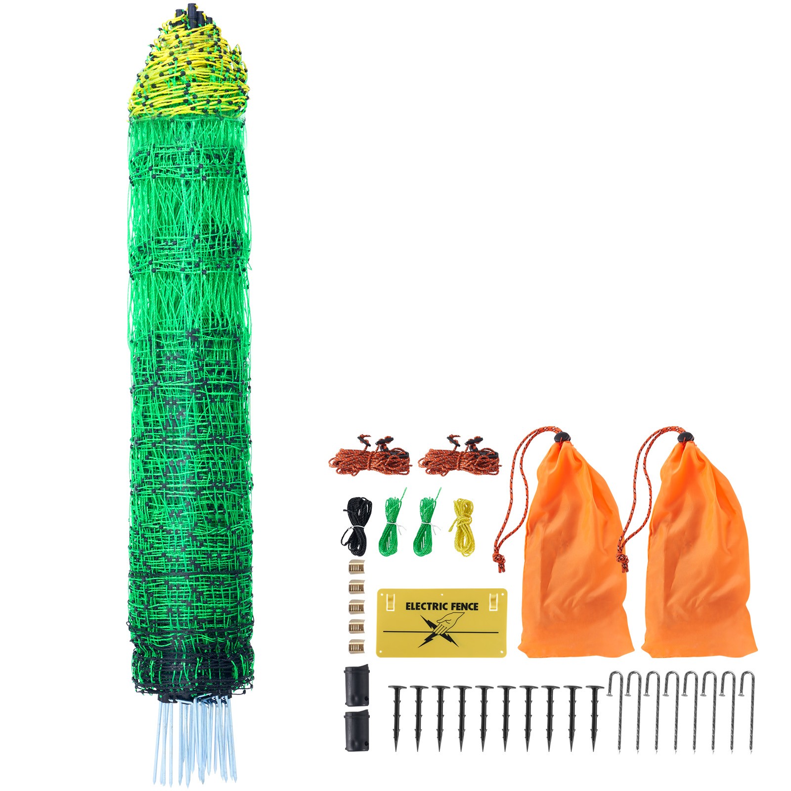 VEVOR Electric Netting Fence Kit PE Net Fencing 48″H x 168’L with Posts Spikes
