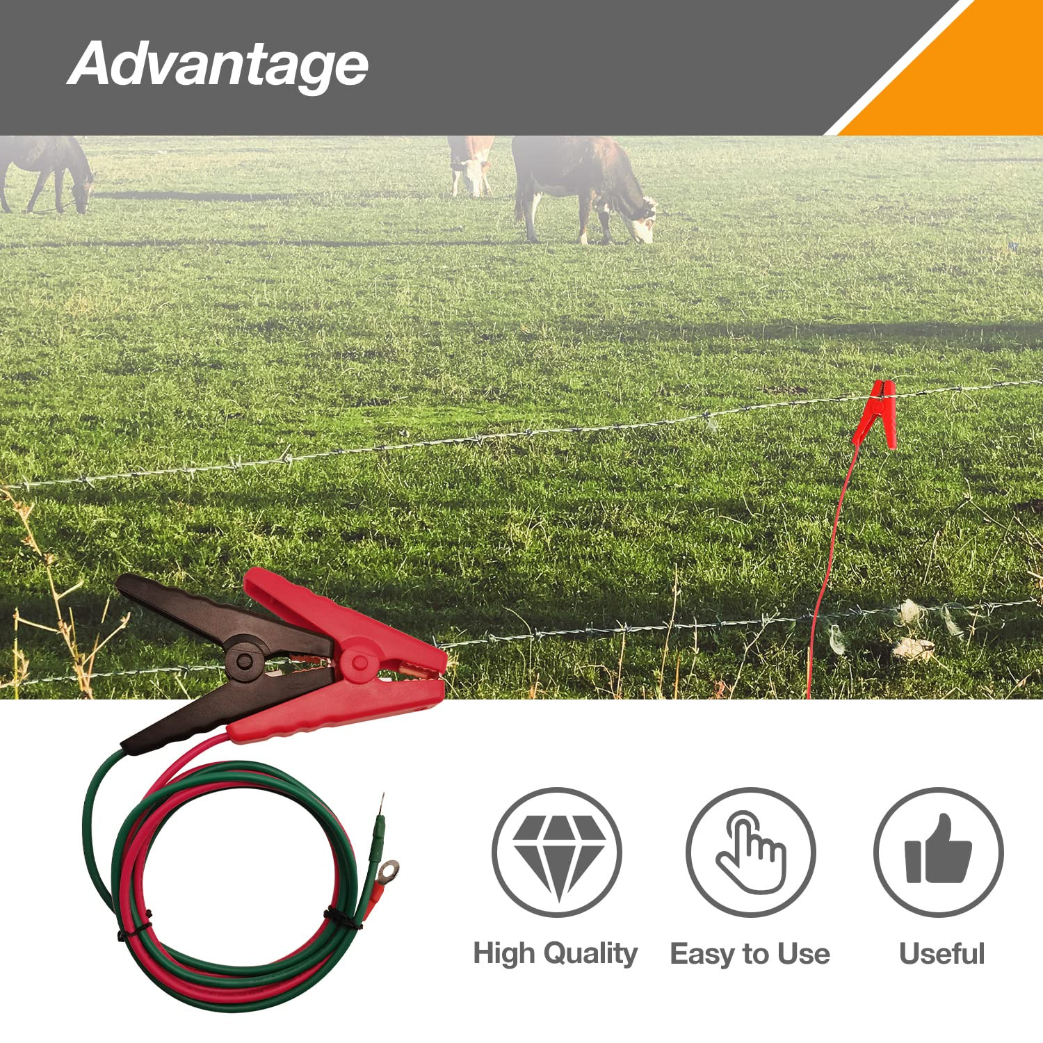 4Ft Farm Electric Fence Jump Leads – UL Listed Tinned Copper Wire with Crocodile