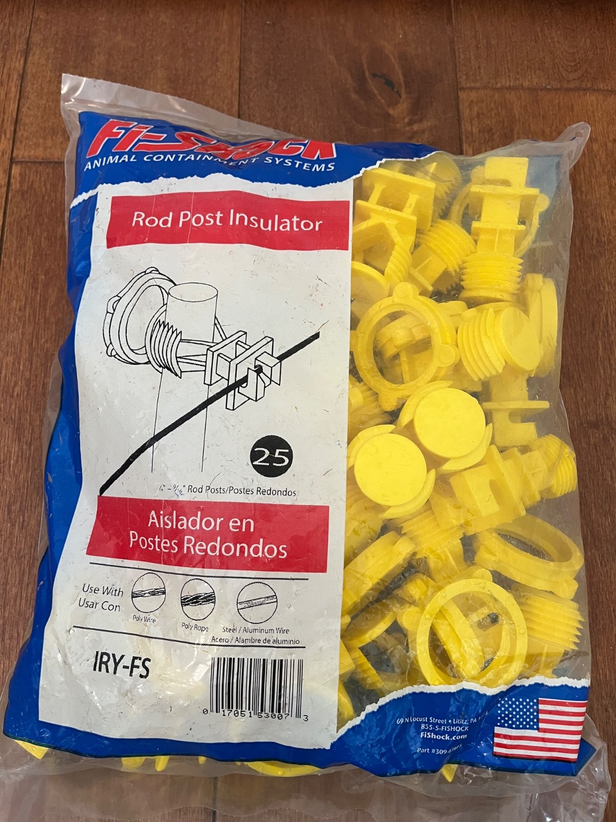 Fi-Shock IRY-FS Rod Post Insulator – Yellow – 25 Pack USA Made