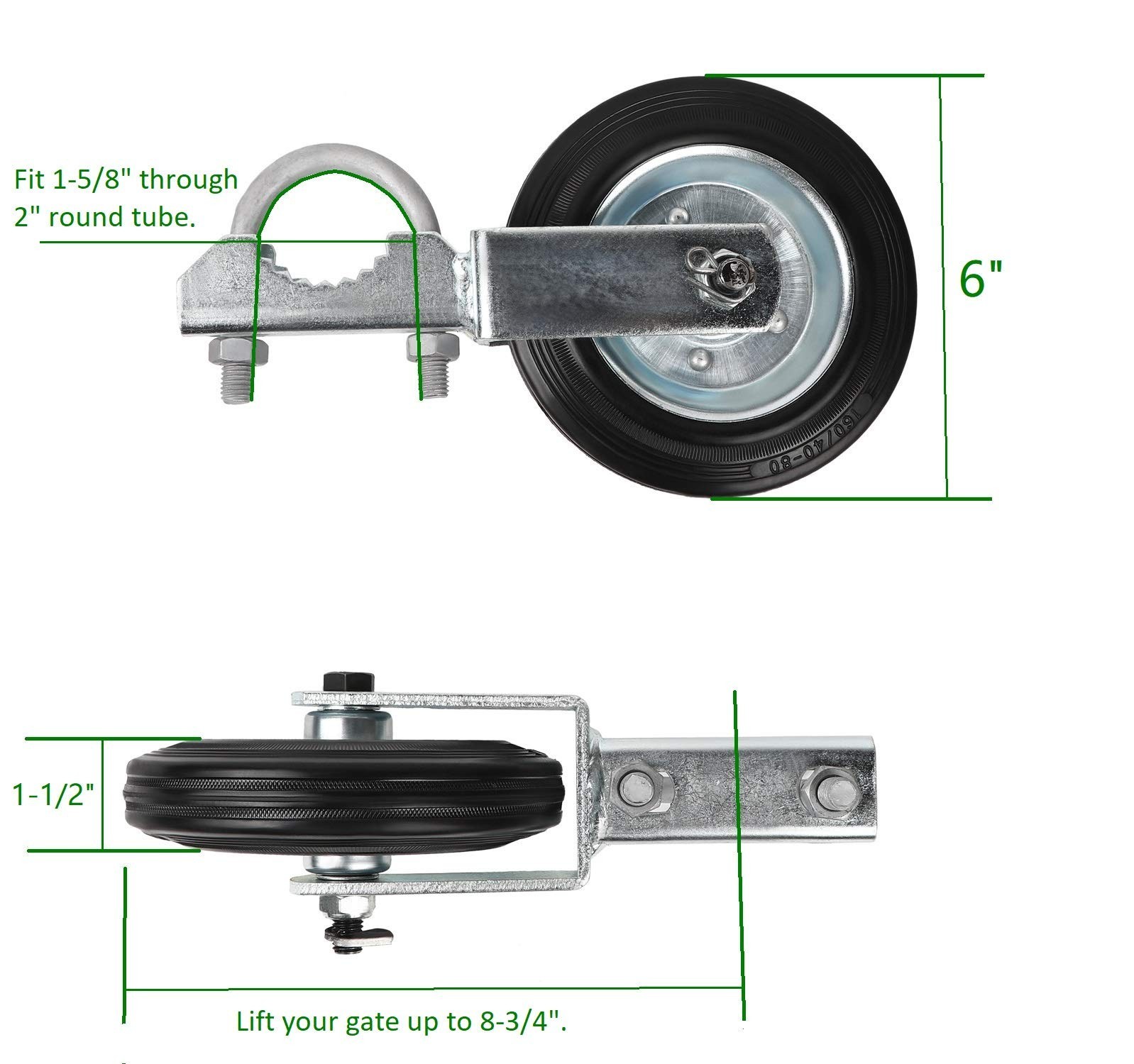 Mofeez Gate Wheel for Metal Swing Gate with 1-5/8″ Thru 2″ Gate Frames, Gate …