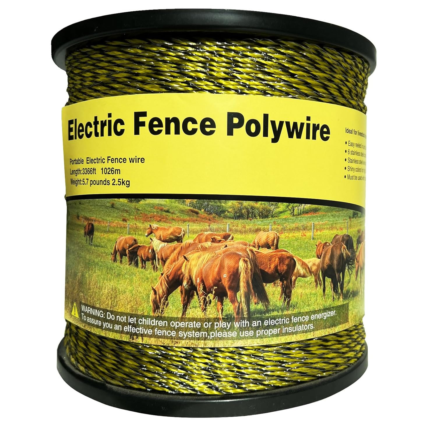Upgraded Electric Fence Polywire 3366 Feet 1026 Meters,1/8 Diameter Portable Ele