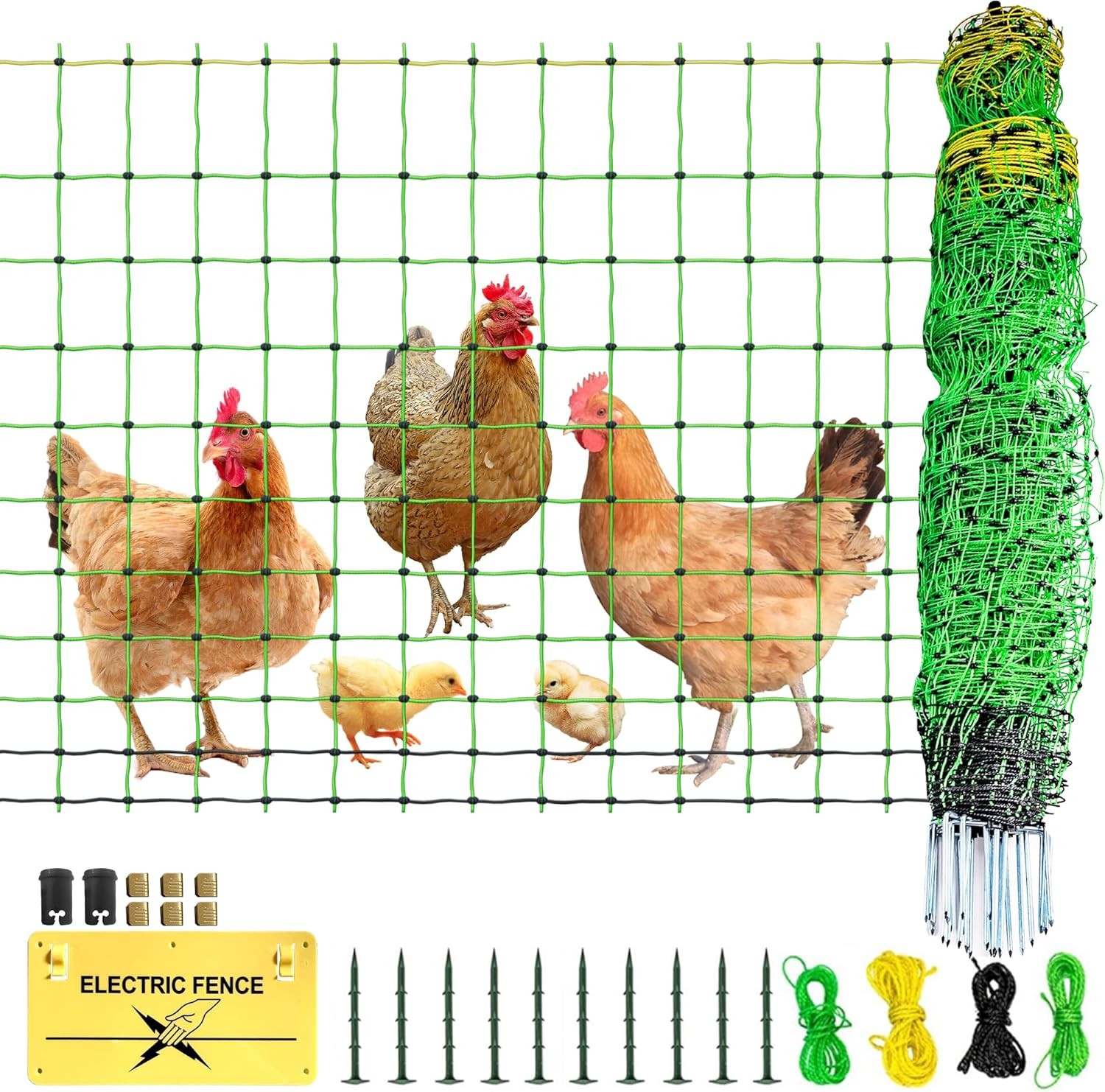 47.5″Hx164’L Poultry Mesh,Electric Livestock Net Fence Ideal for Yard,Farm,Ranch