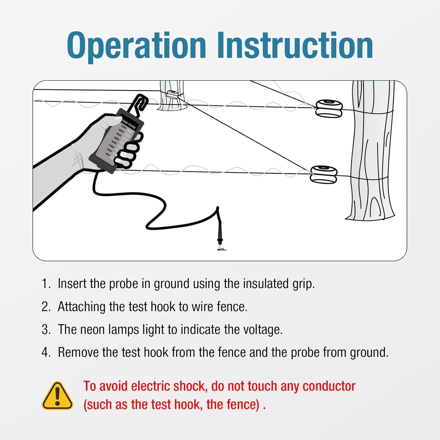 Compact Electric Fence Neon Tester – Max 7 kV, Ideal for Garden Safety Checks