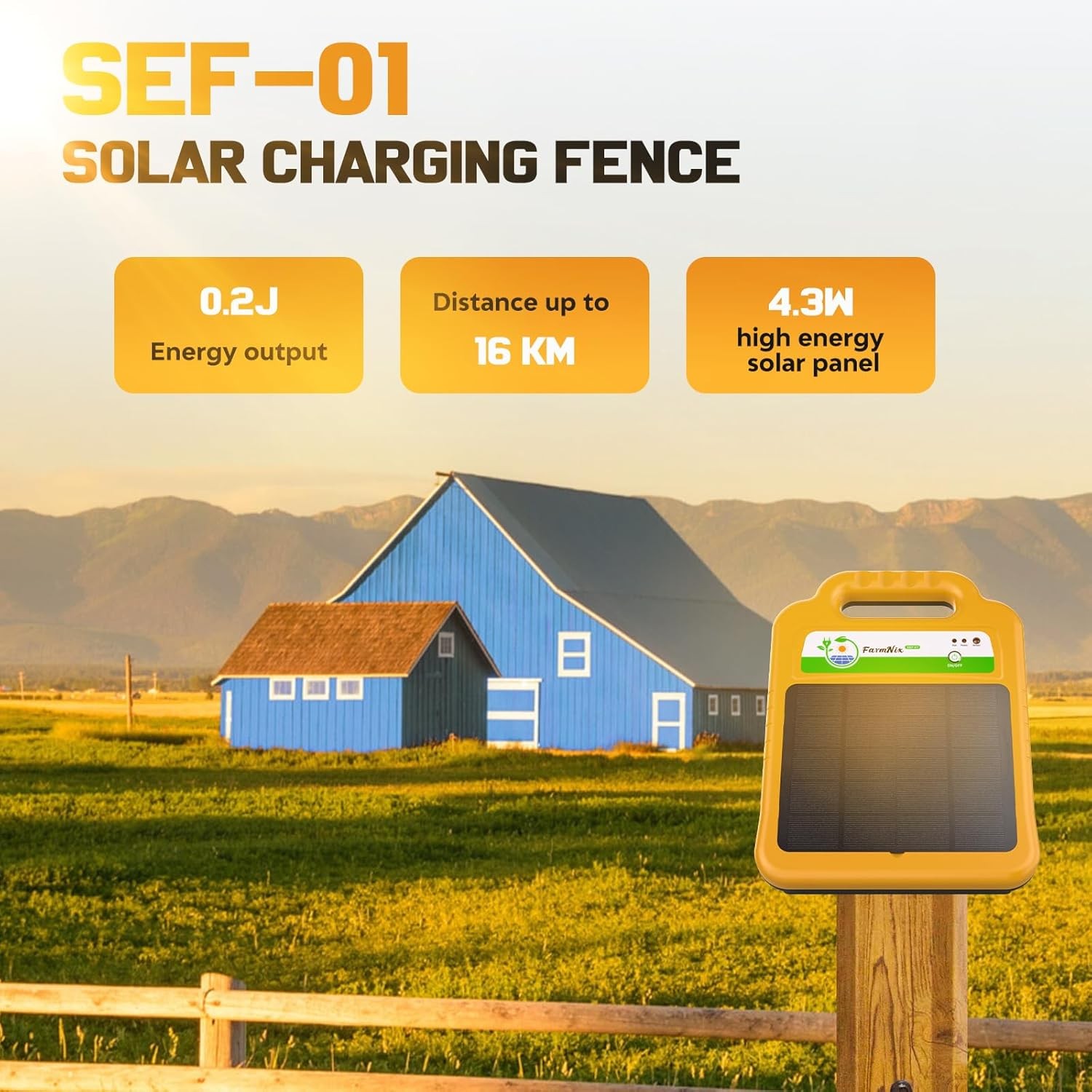 Solar Electric Fence Kit for Livestock,10 Miles Fence Charger,8KV Output Electri