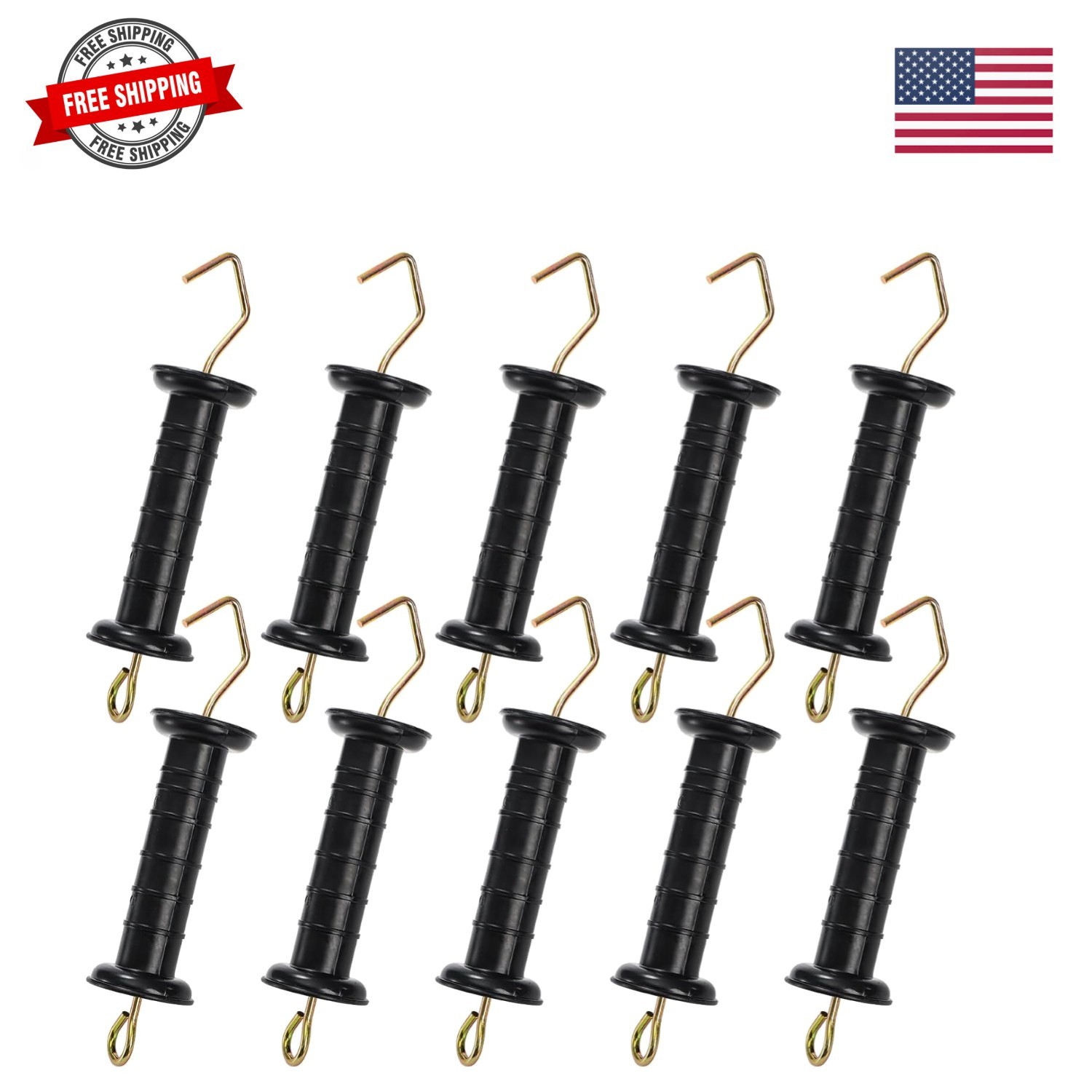 10 Pcs Electric Fence Gate Handle, Heavy Duty Electric Fence Insulators, Insu…