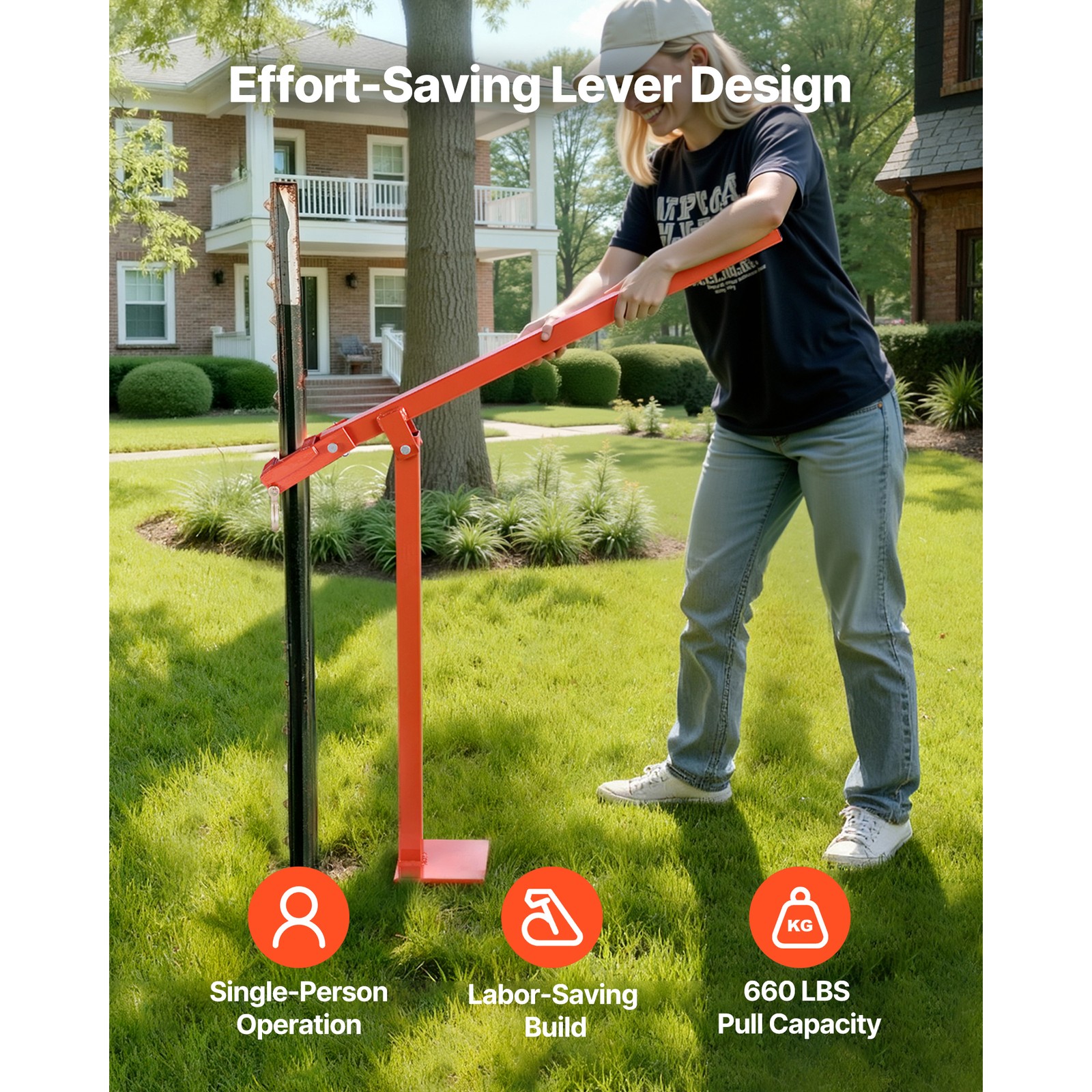 Uimoso 36″ T Post Fence Remover Post Puller 47″ Lifting Chain with Puller Plat
