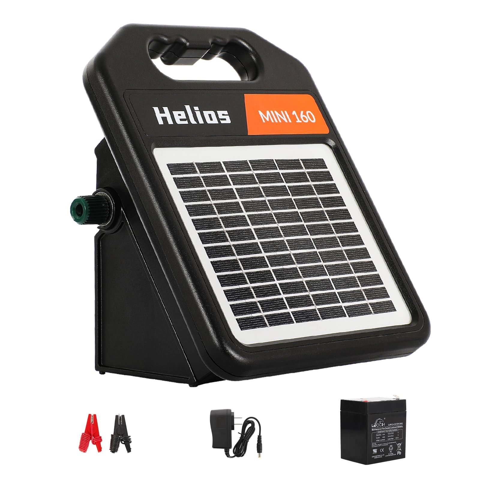 10 Miles Solar Electric Fence Charger with MINI160-Rear switch, Black